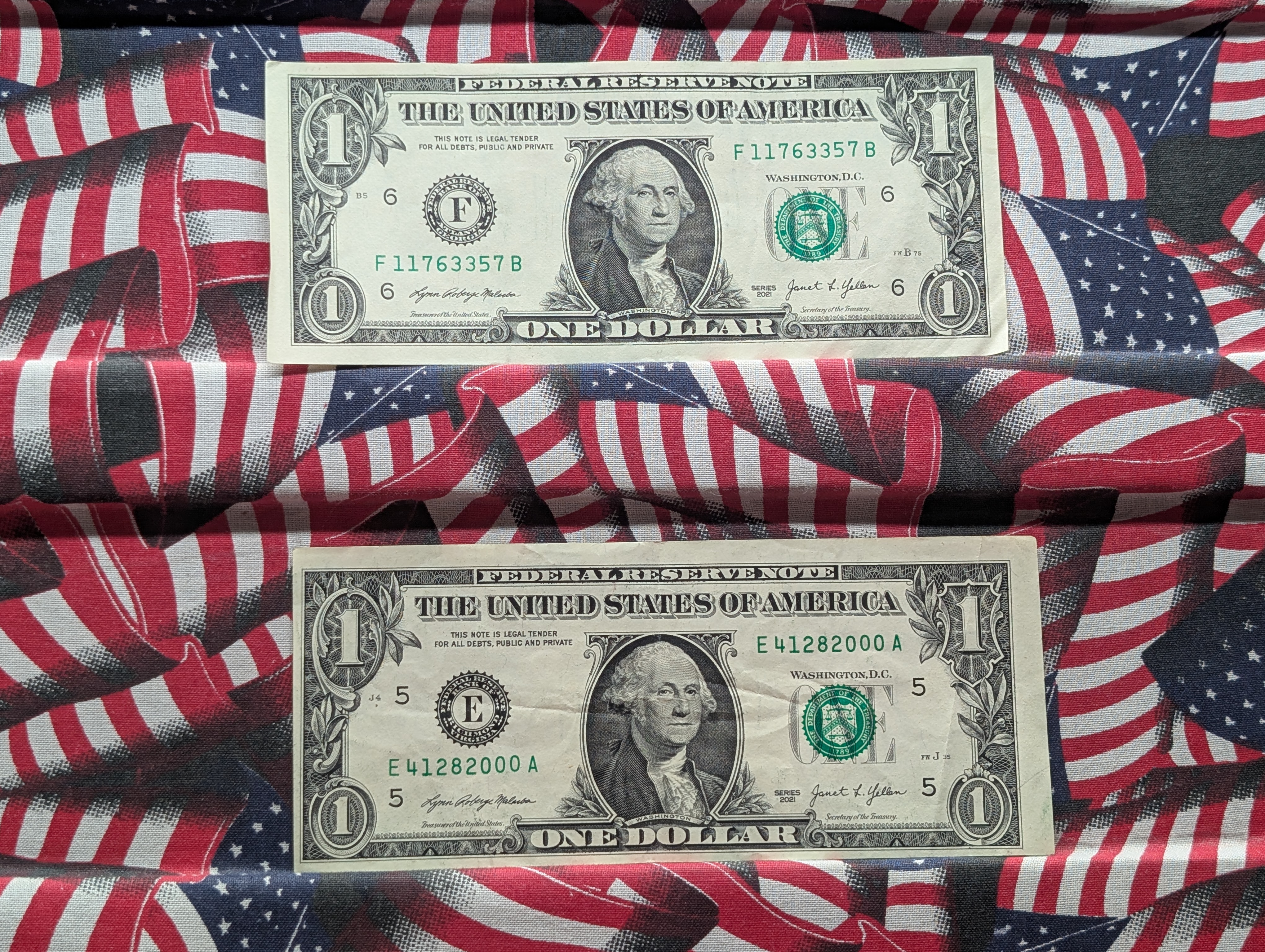(2) 2021 Series Off Center $1 Dollar Notes