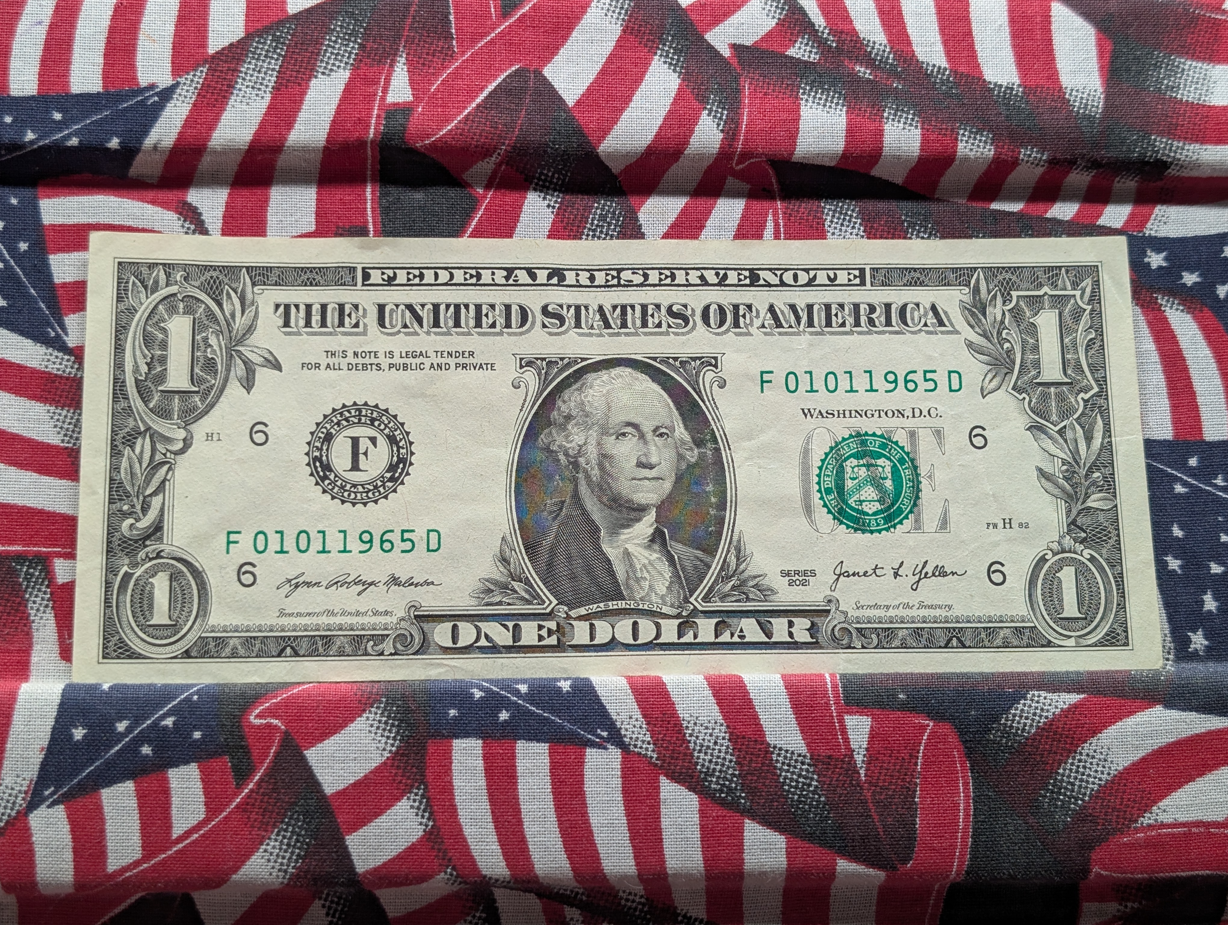 2021 Series $1 Note W/ Fancy Serial Number 01011965, "Birthday Date"