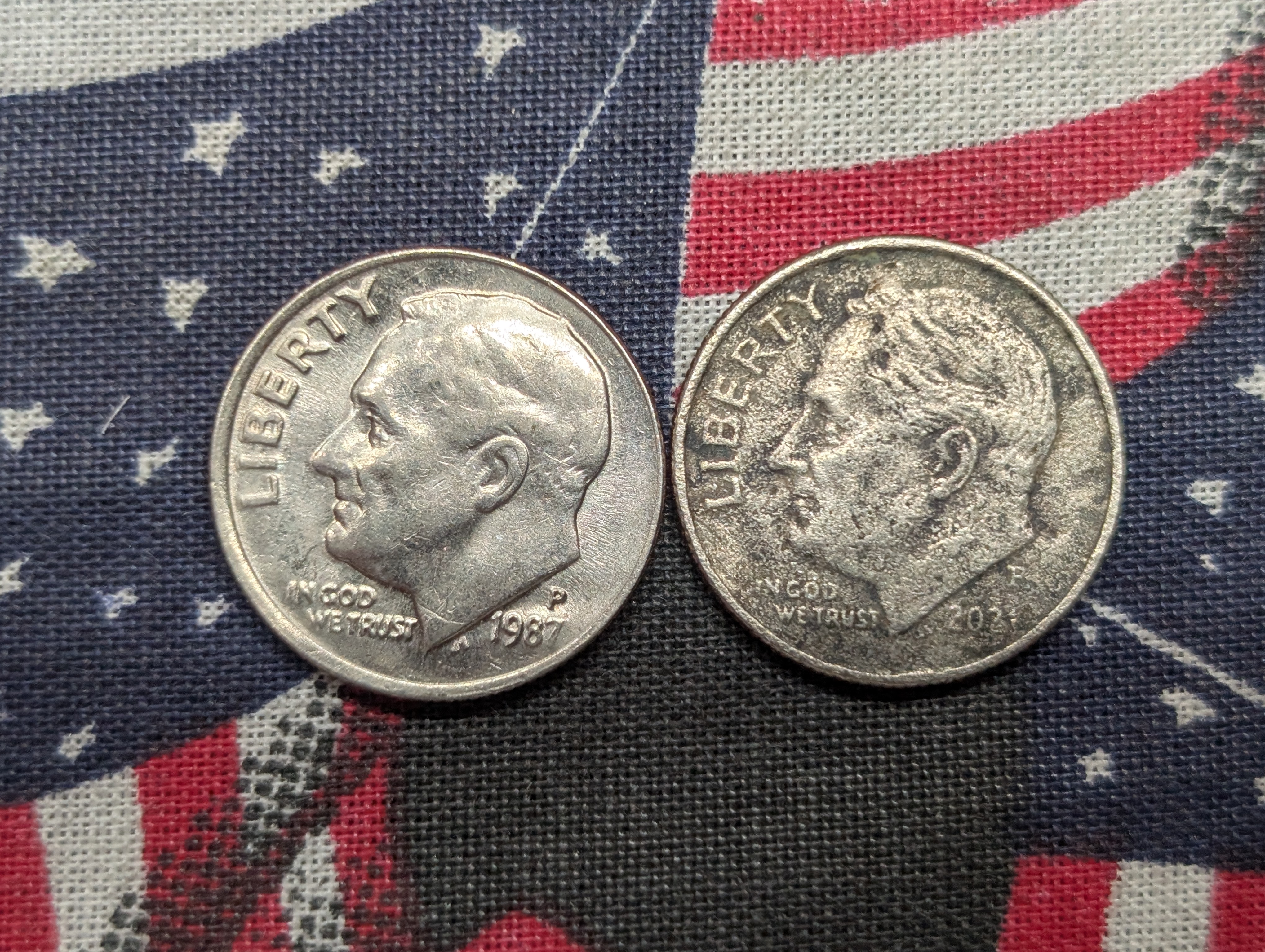 (5) Roosevelt Dimes, Errors- 3 Off Center, 1 with Planchet Error
