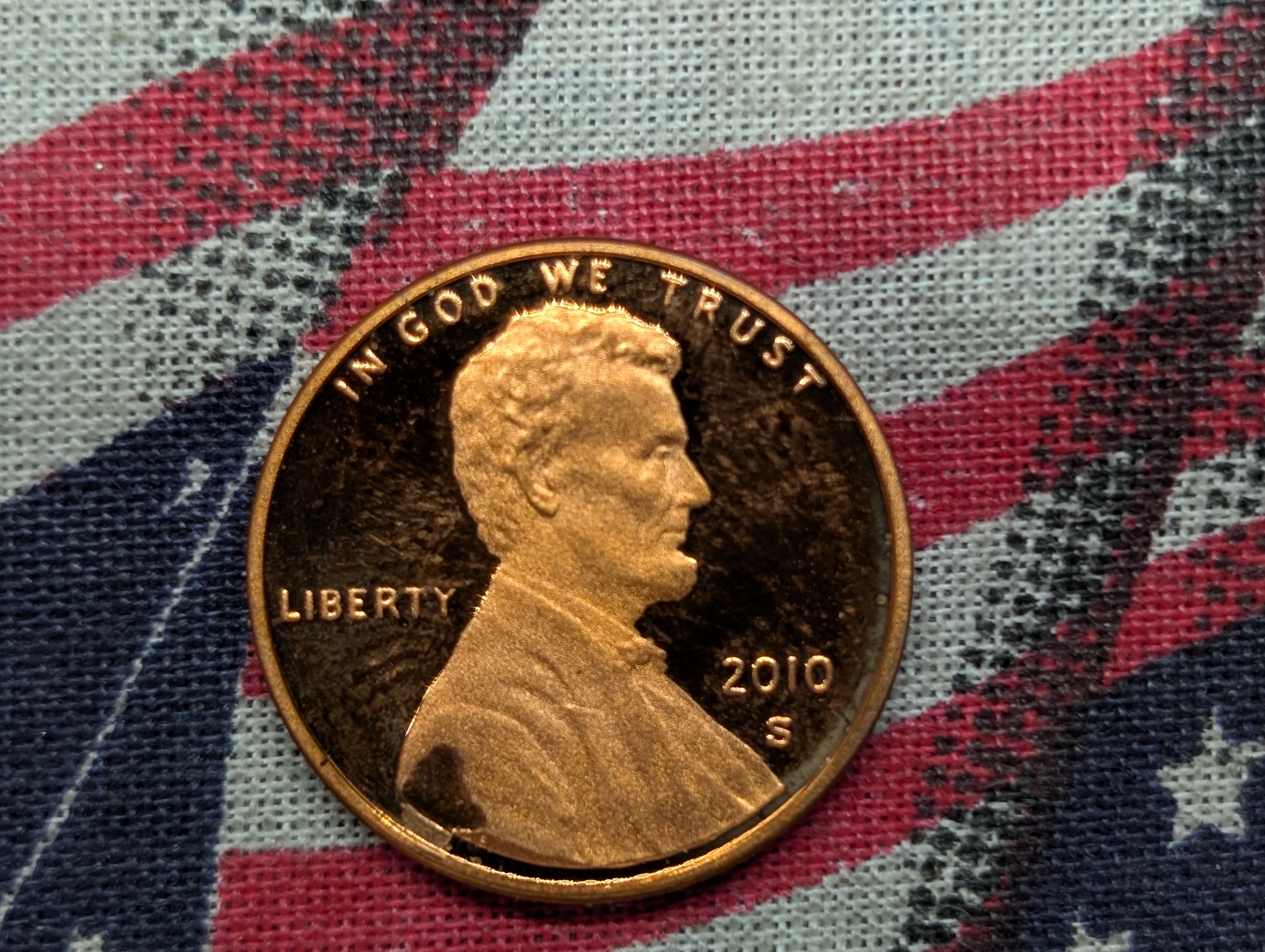 2010-S Lincoln Cent Proof, Struck Through Proof- PVC Residue