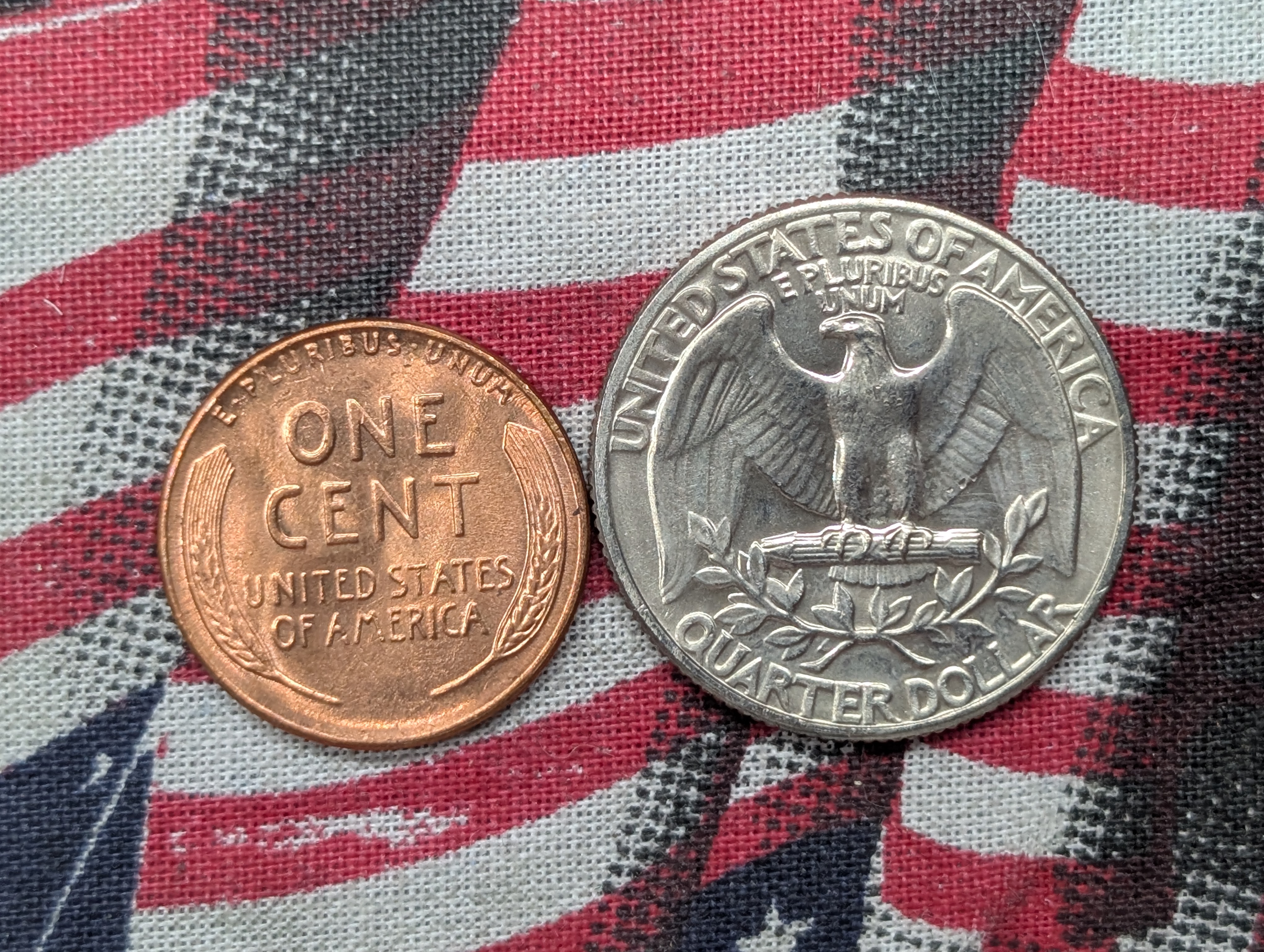1958-P Red Lincoln Wheat Cent and 1972-P Washington Quarter