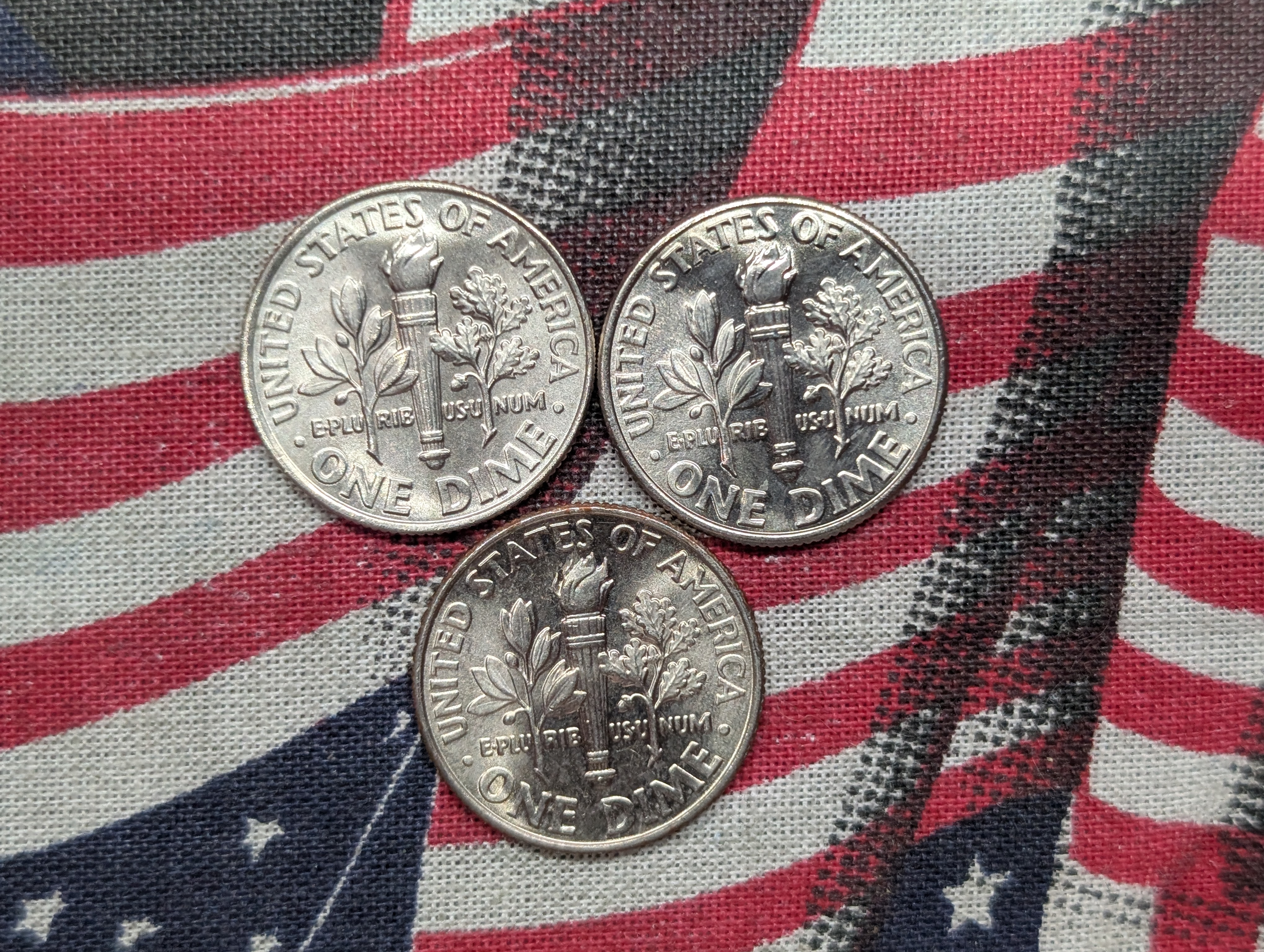 (3) Modern Dimes all FB and 1985-D Cent RD