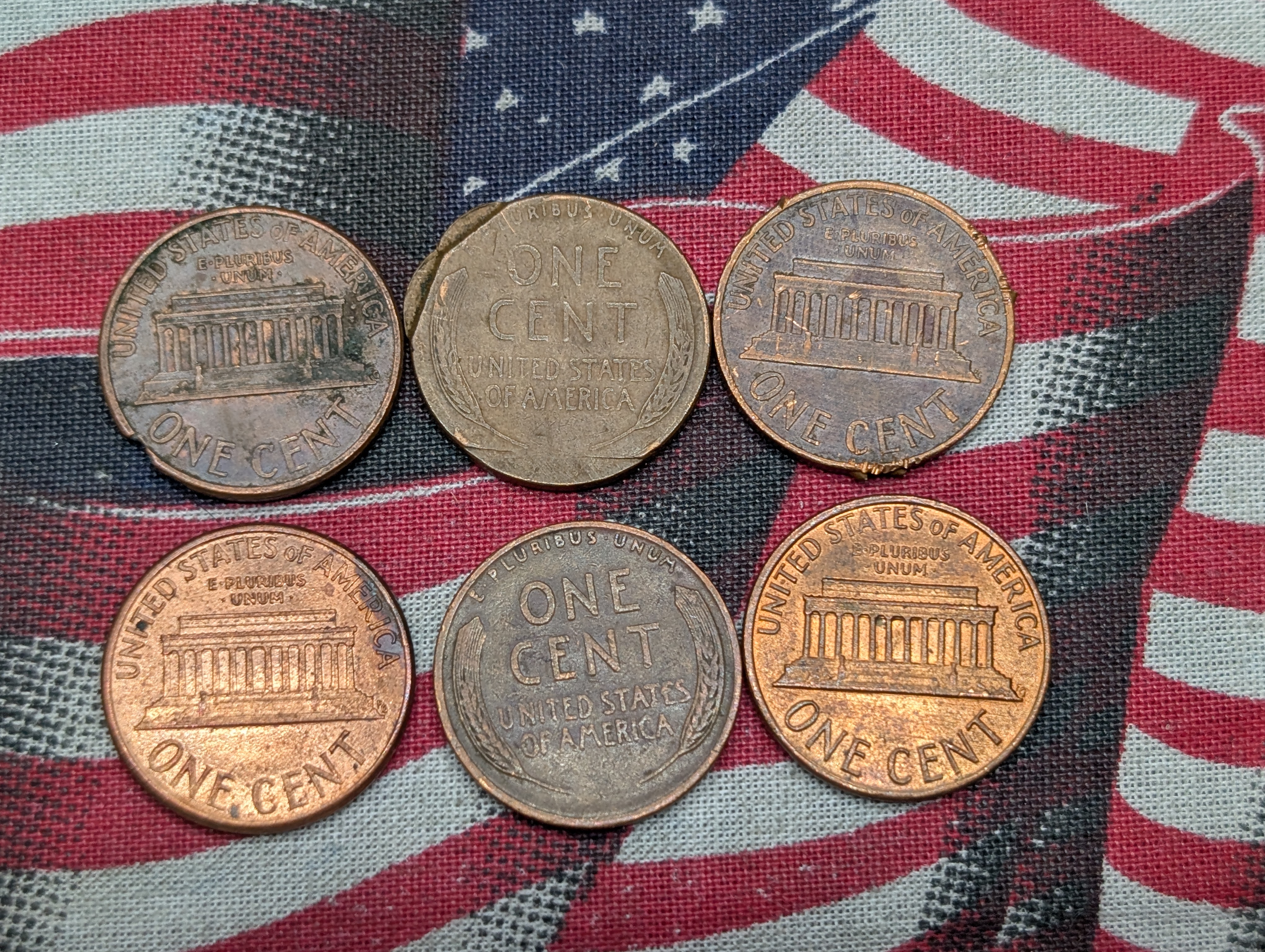 (6) Error Lincoln Wheat & Memorial Cents