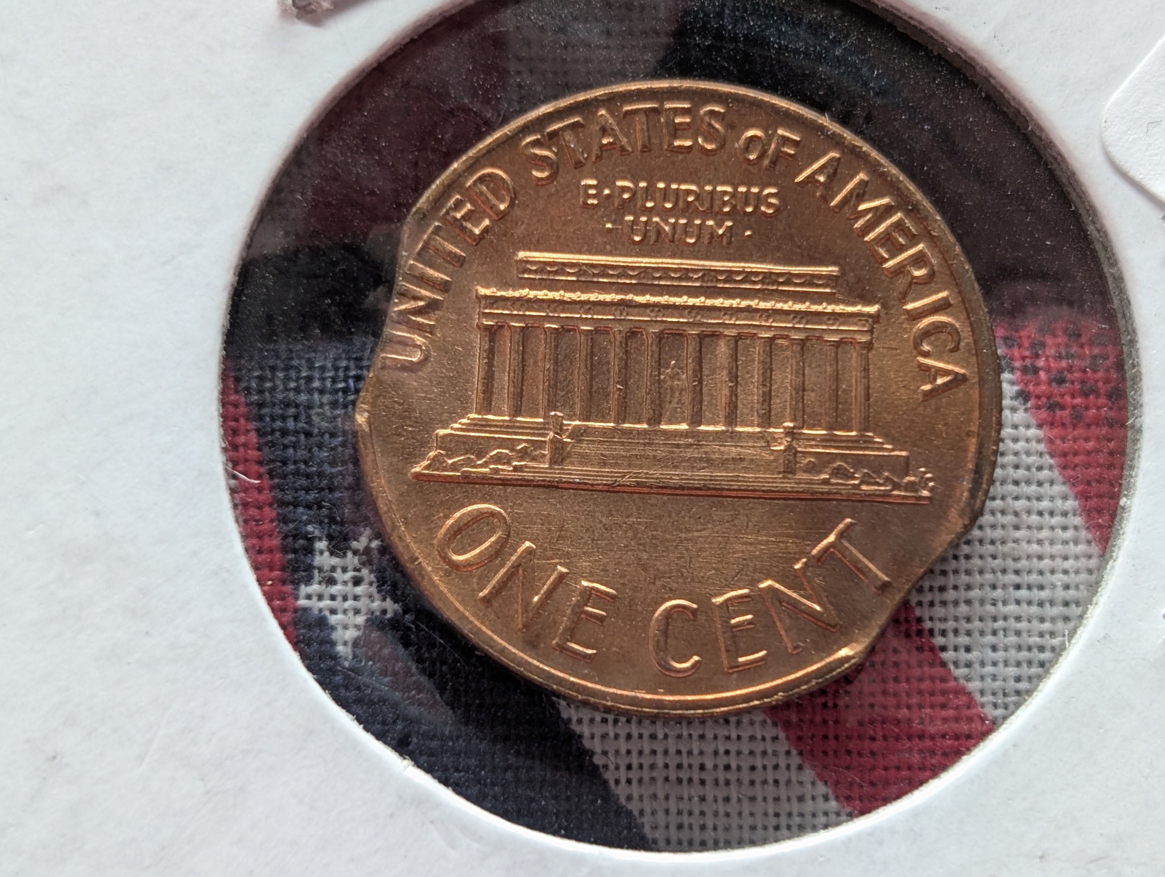 1969-S Lincoln Memorial Cent- Double Clipped ERROR