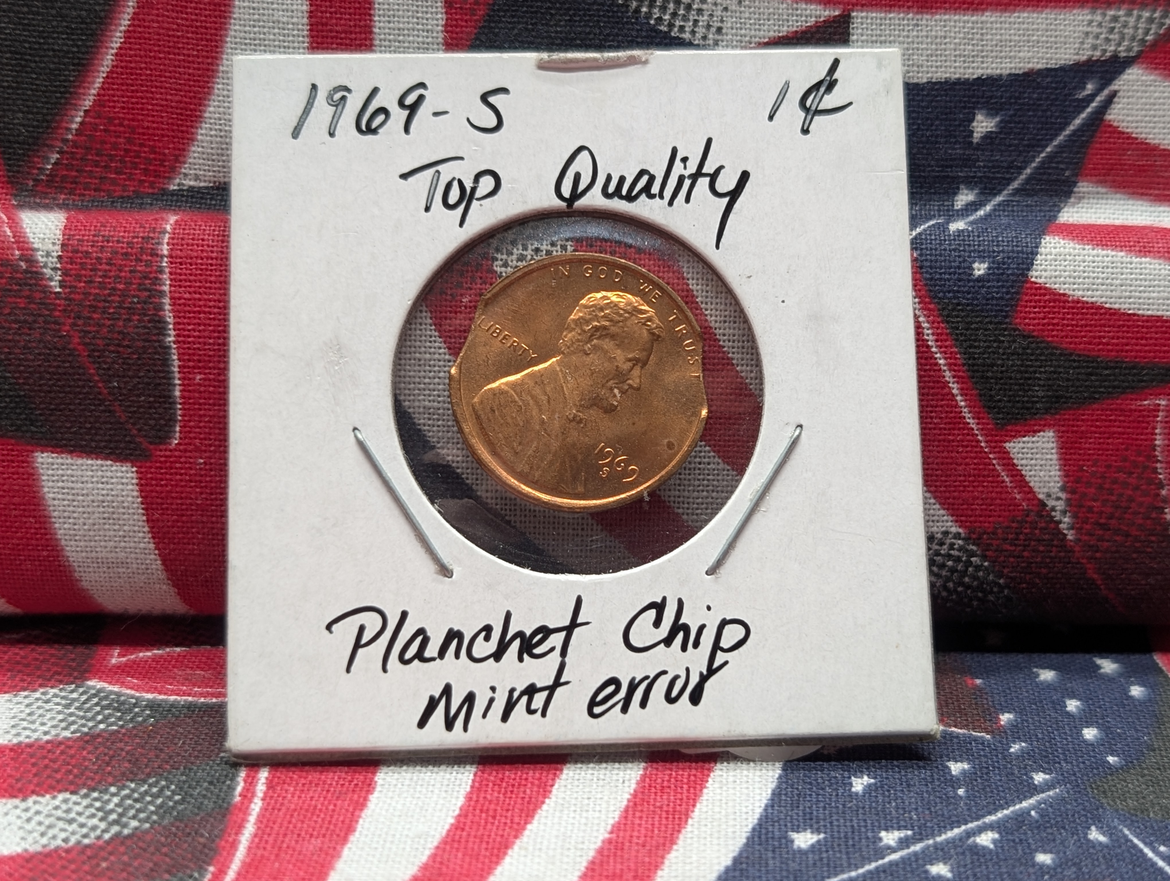 1969-S Lincoln Memorial Cent- Double Clipped ERROR