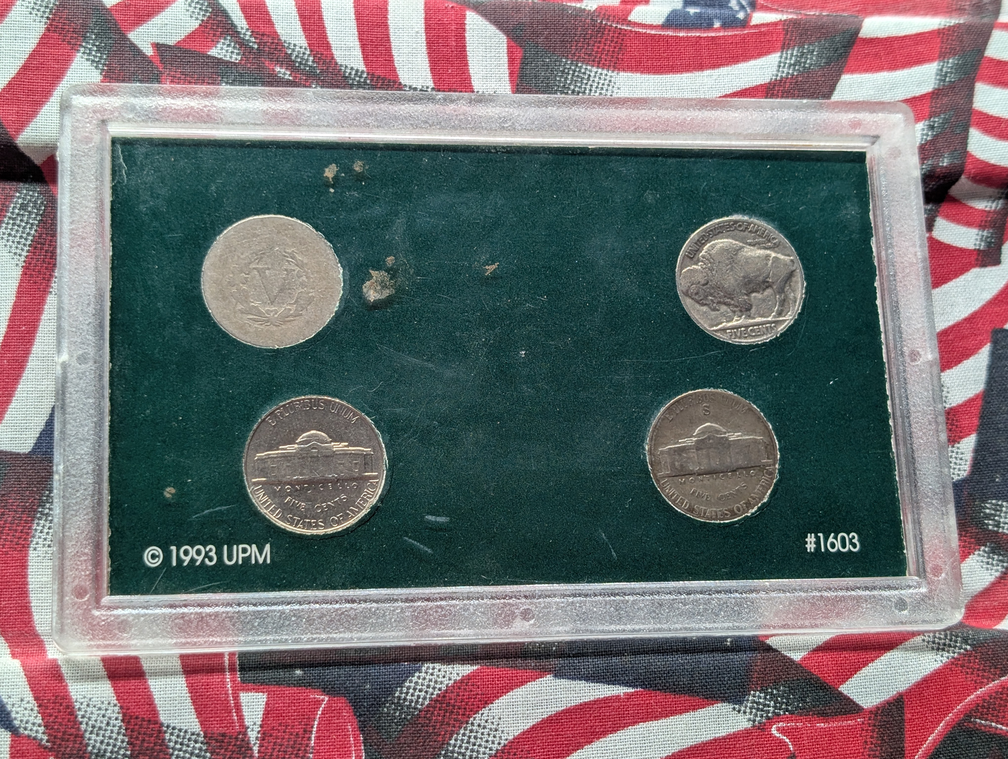 20th Century US Nickels in 1993 UPM Case - Includes 1945-S Silver Wartime Nickel and 1908 Liberty Head "V" Nickel