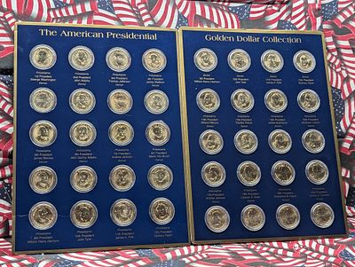 (40) 2007-2011 P & D US Presidential $1 Coins in Two Display Folders. (40) 2007-2011 P &amp; D 