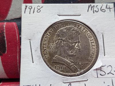1918 US Illinois Centennial Commemorative 90% Silver Half Dollar Condition PLEASE NOTE Some 