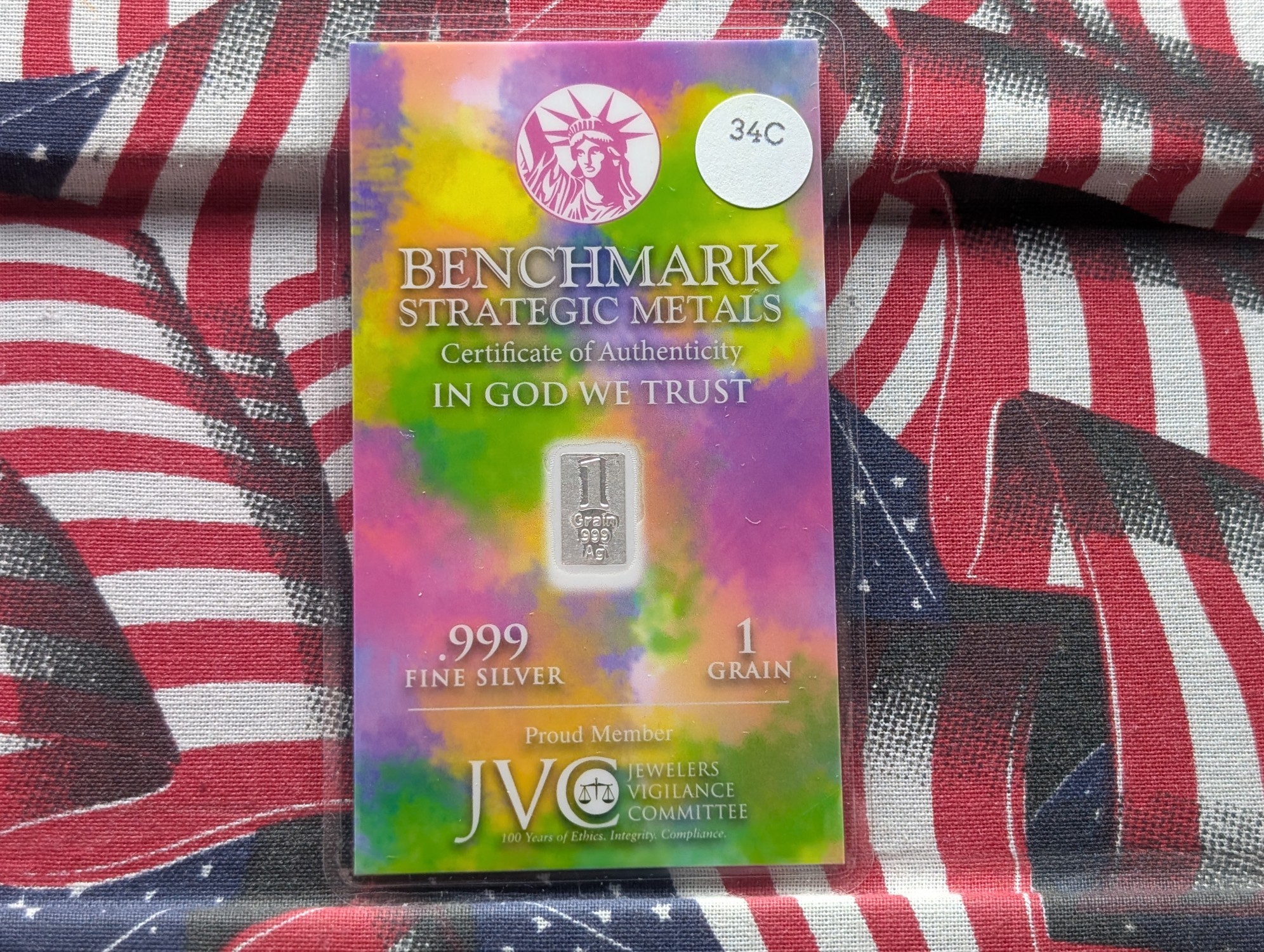 .999 Silver, 1 Grain, Benchmark Strategic Metals Wealth You Can Hold - Sealed!