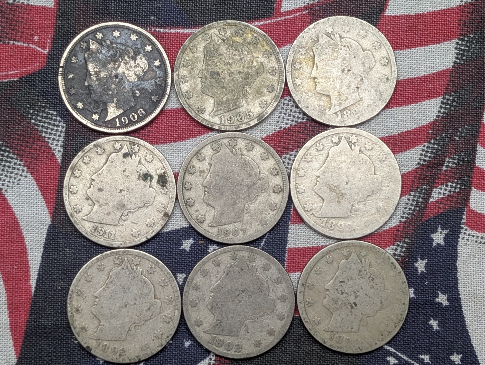 (9) Assorted Liberty V Head Nickels (1800-1900's), Over 100 Years Old!