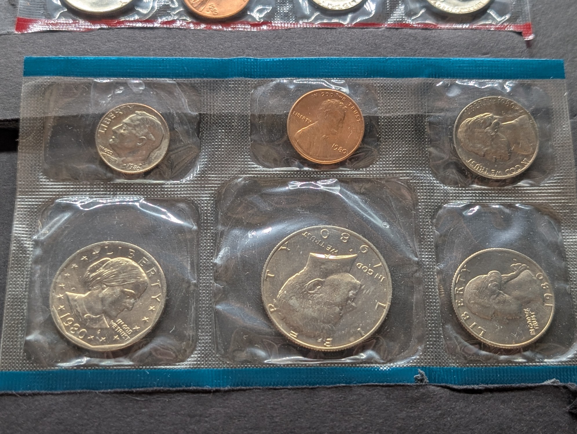 1979-P&D & 1980-P, D & S U.S. Mint Uncirculated Sets with Susan B. Anthony Dollars in OGP