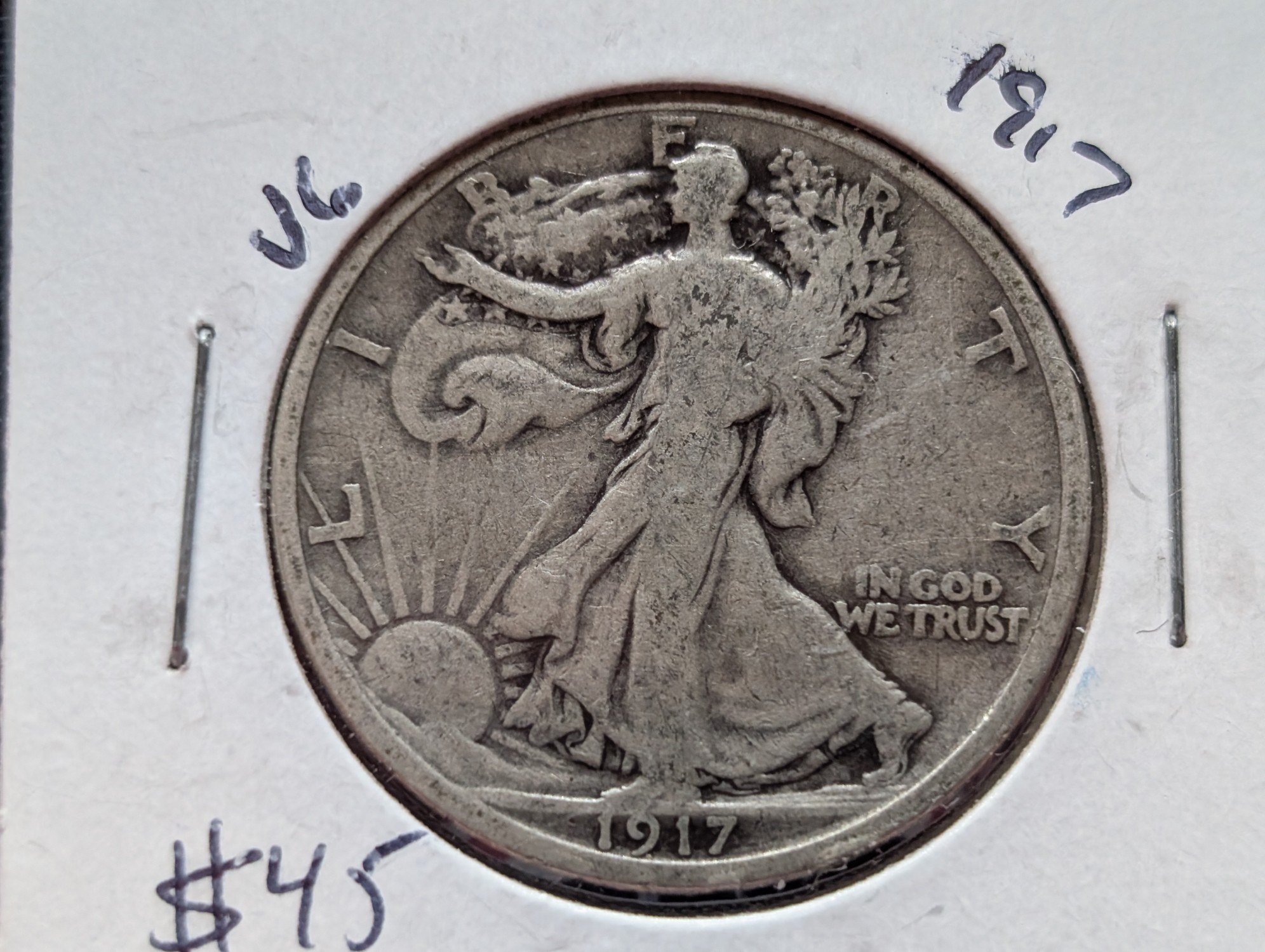 1917-P 90% Silver Walking Liberty Half Dollar