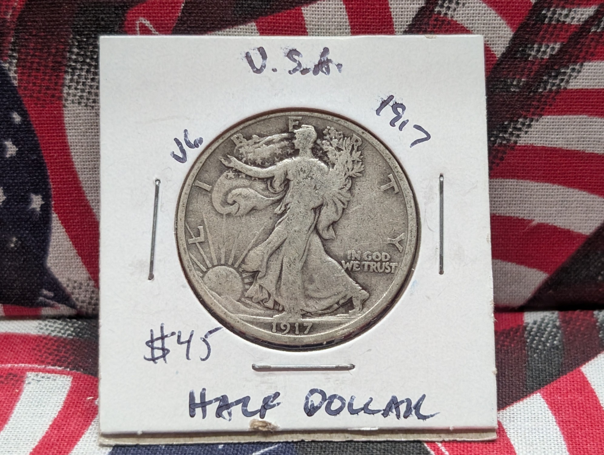 1917-P 90% Silver Walking Liberty Half Dollar