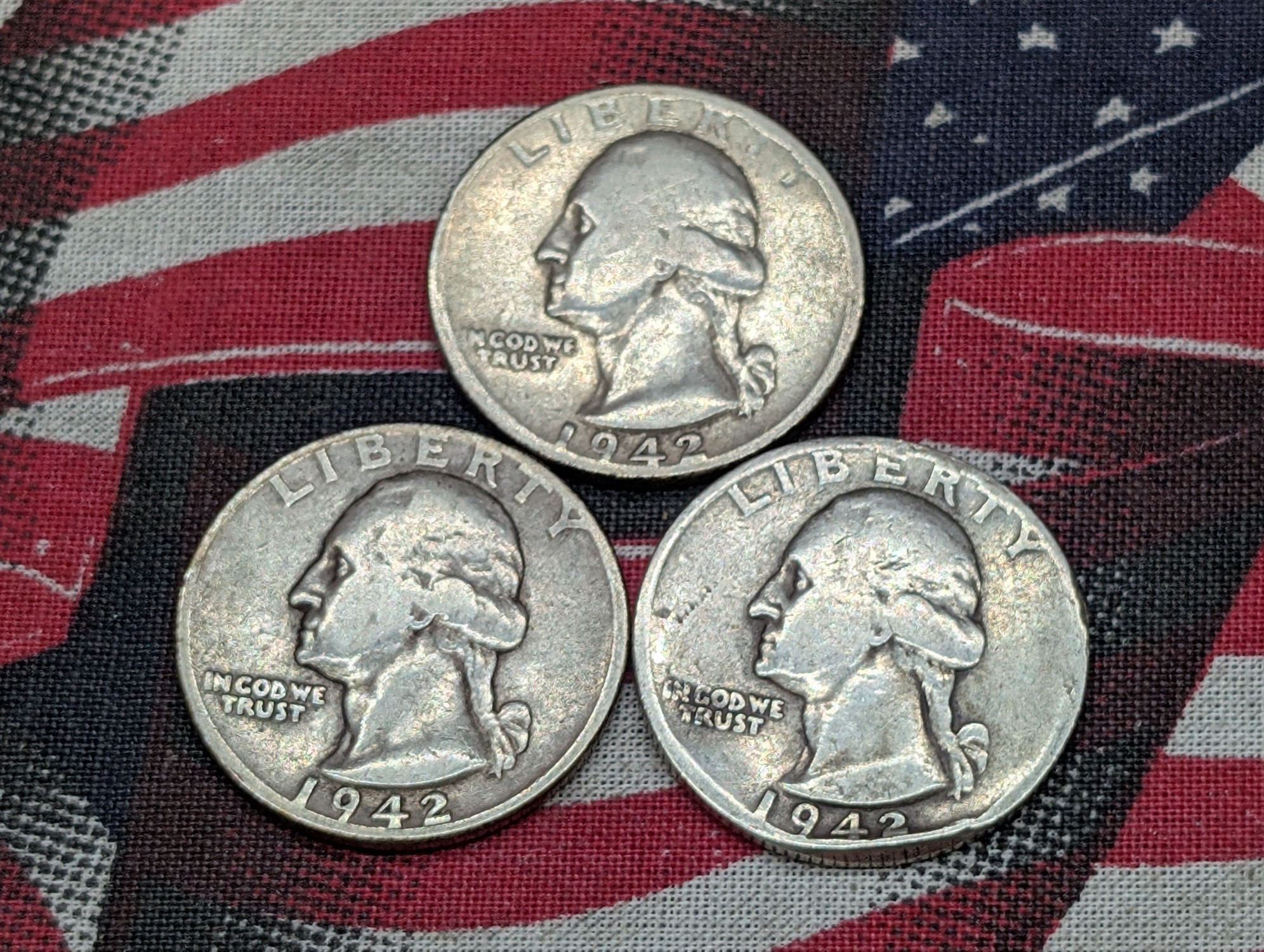 1942 P, D, & S 90% Silver Washington Quarters - Complete Year Set!