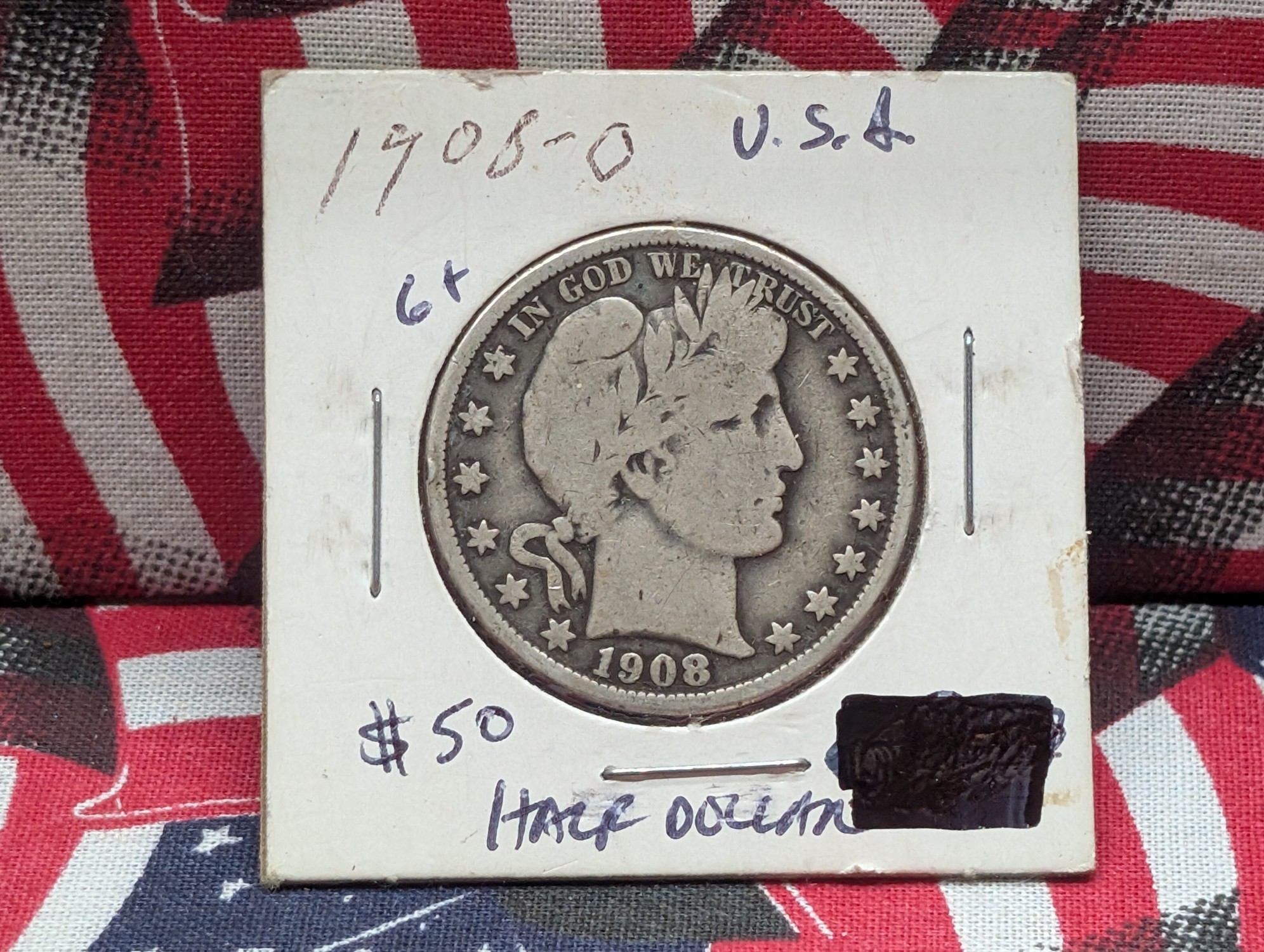 1908-O 90% Silver Barber Half Dollar - 118 Years Old!