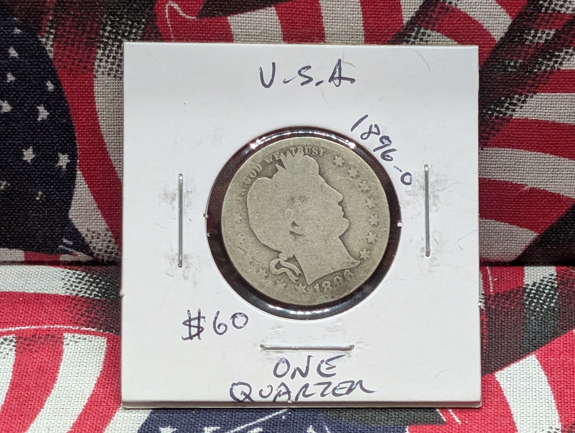 1896-O 90% Silver Barber Quarter