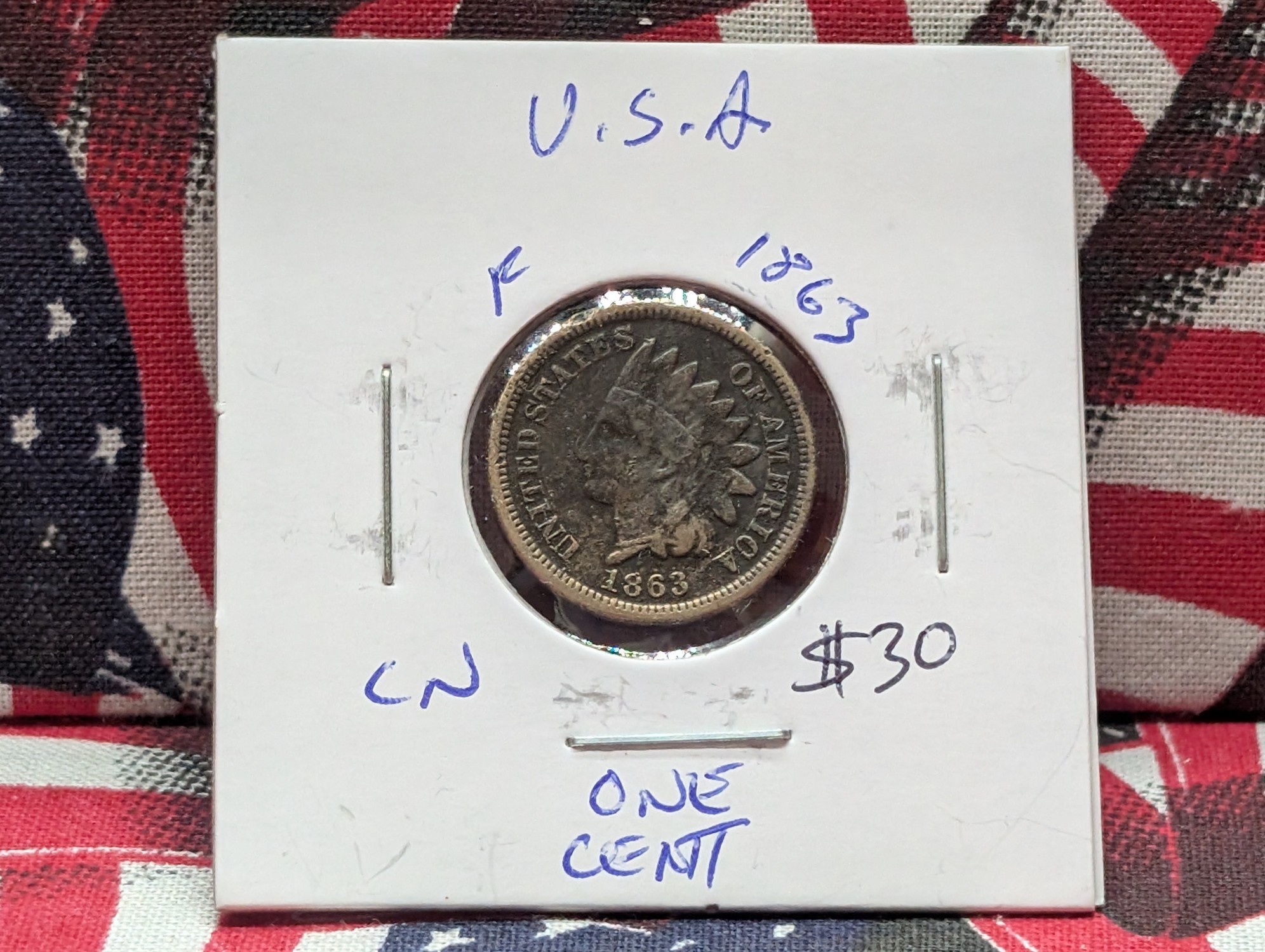 1863 Copper Nickel Indian Head Penny - Civil War Era!