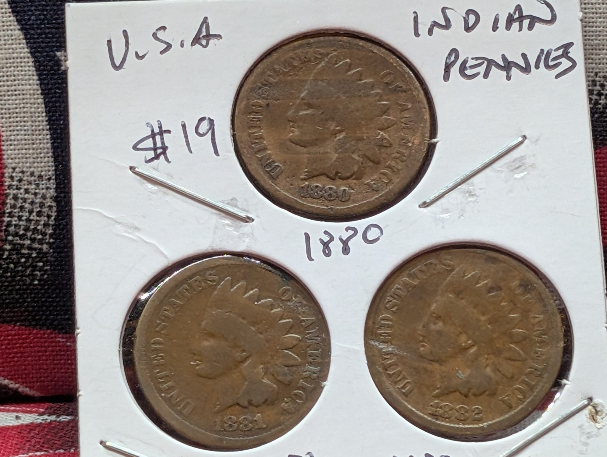 1880, 1881 & 1882 Indian Head Pennies
