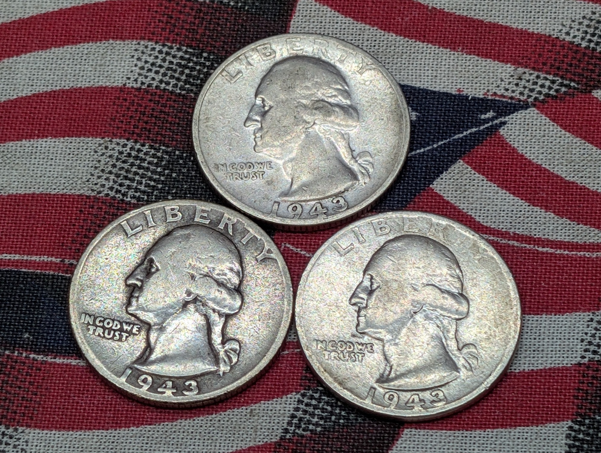 1943 P, D, & S 90% Silver Washington Quarters - Complete Year Set!