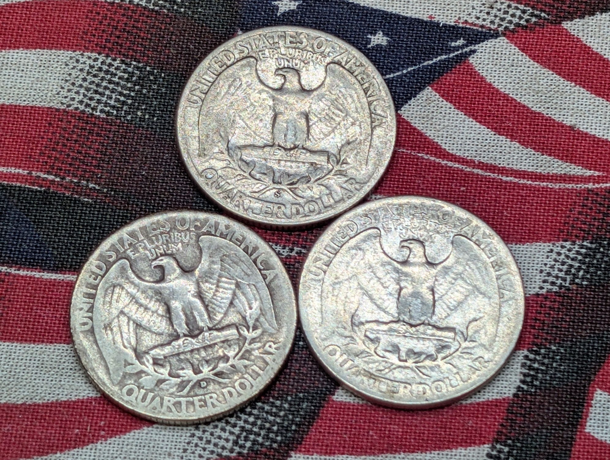 1943 P, D, & S 90% Silver Washington Quarters - Complete Year Set!