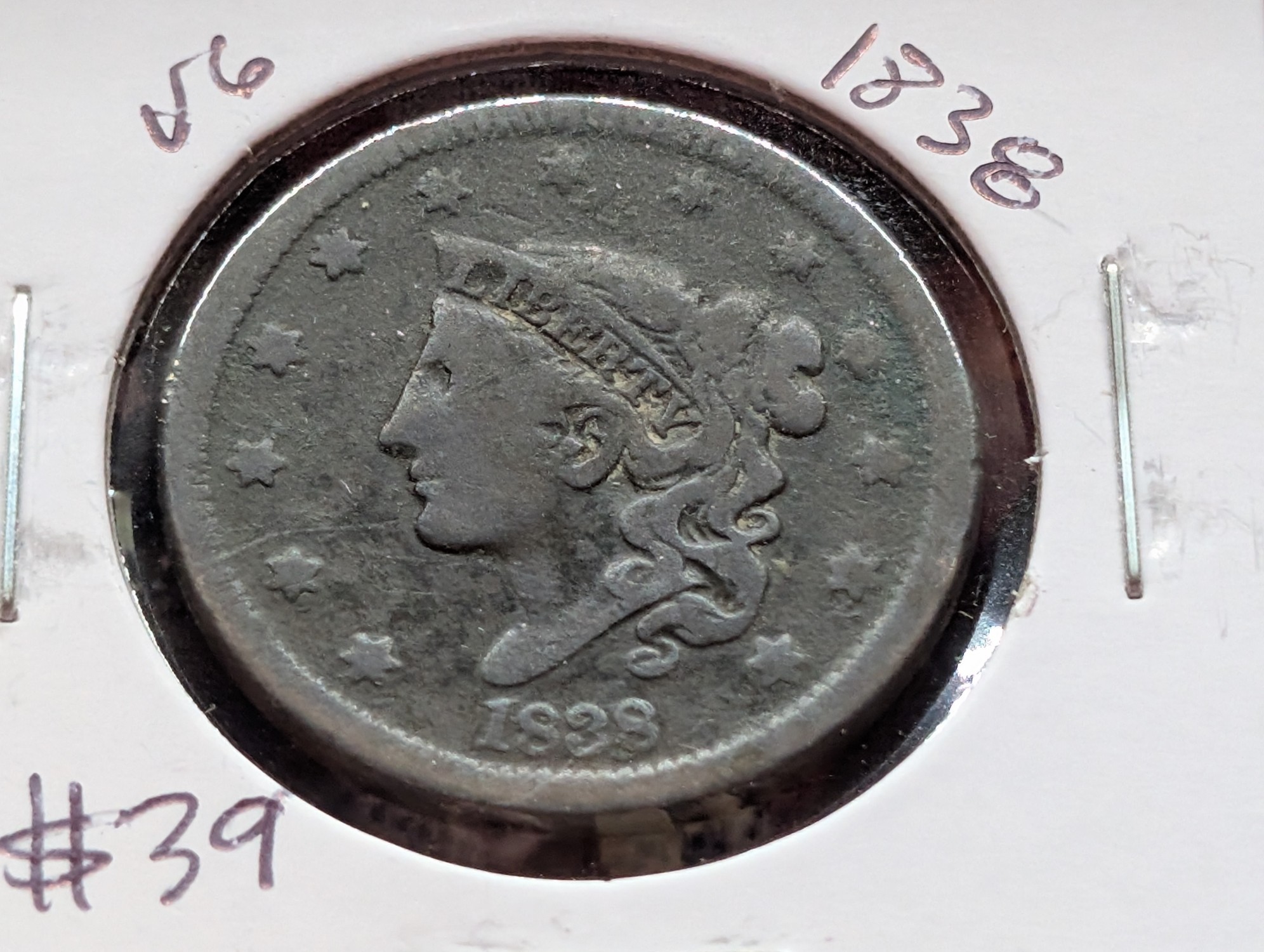 1838 Matron Liberty Head Large Cent - 188 Years Old!