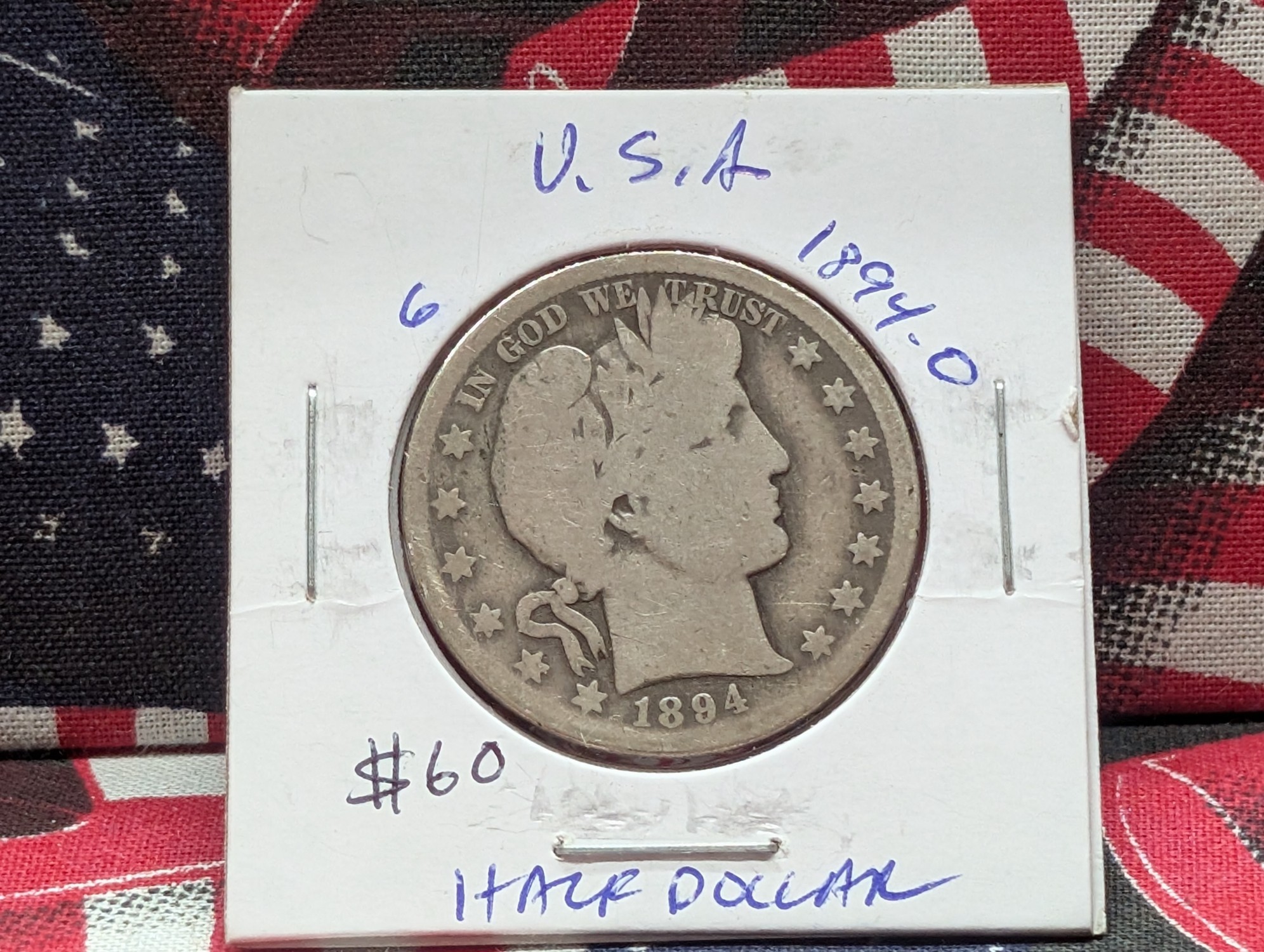 1894-O 90% Silver Barber Half Dollar