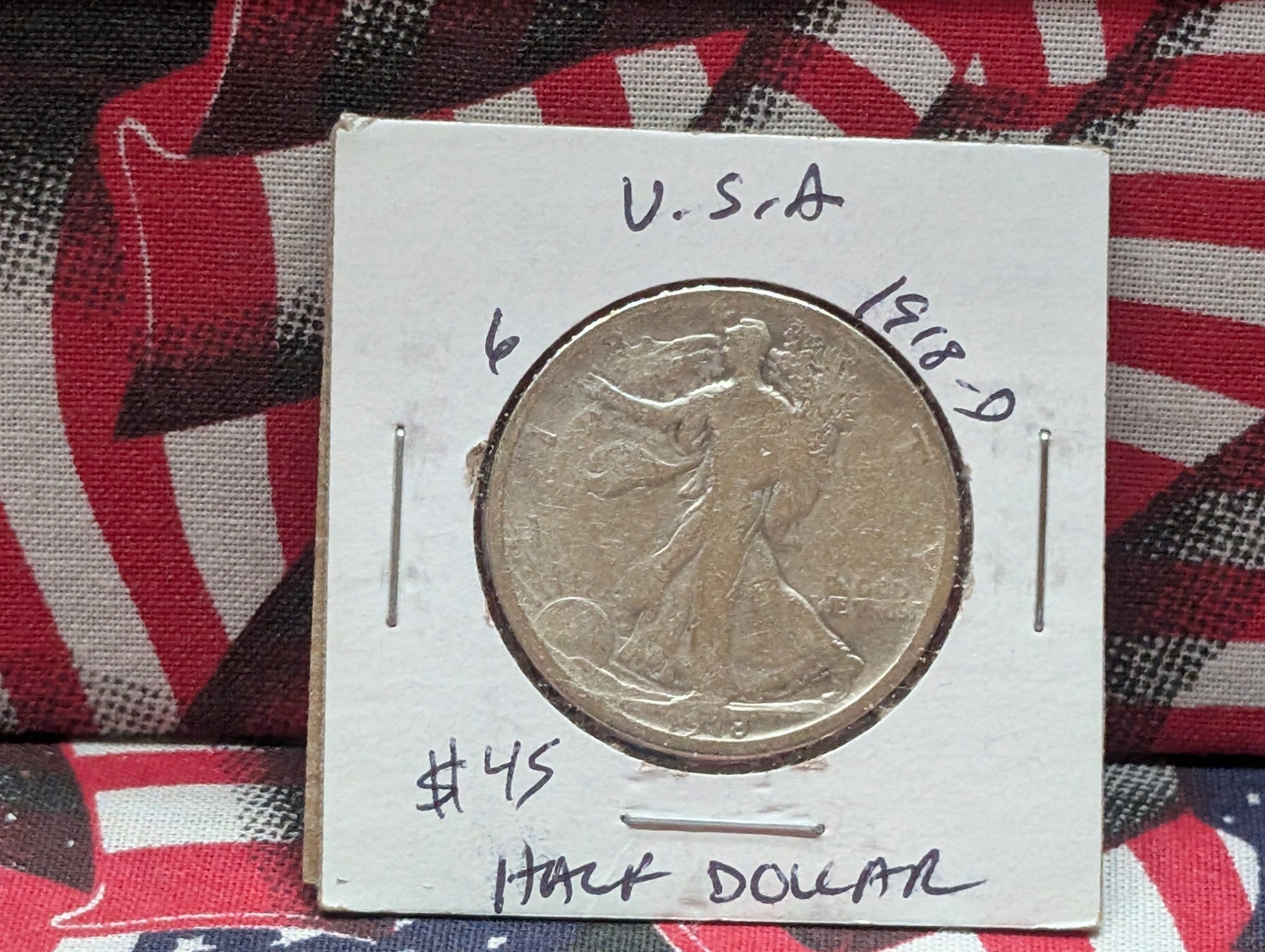 1918-D 90% Silver Walking Liberty Half Dollar
