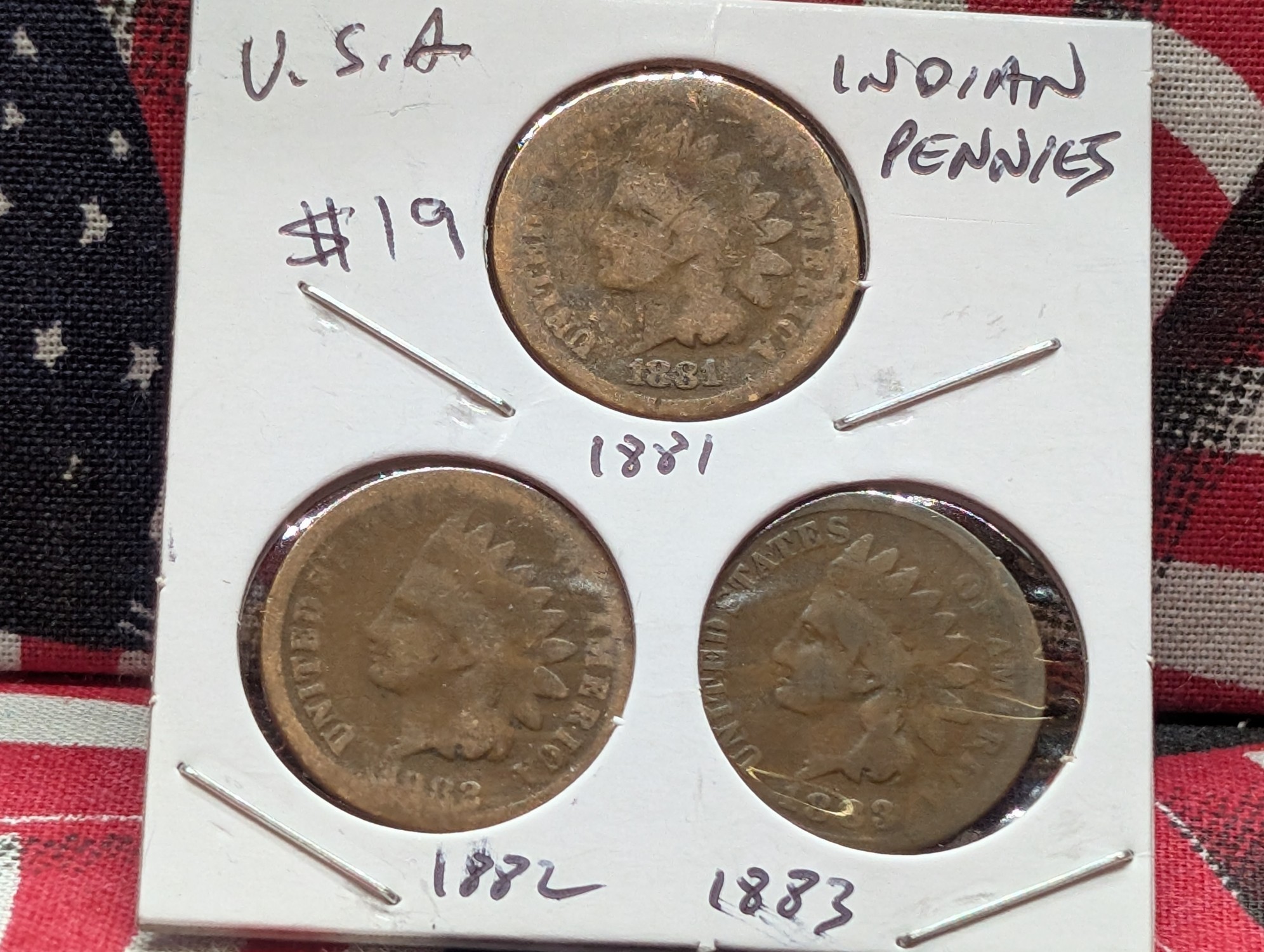 1881, 1882 & 1883 Indian Head Pennies
