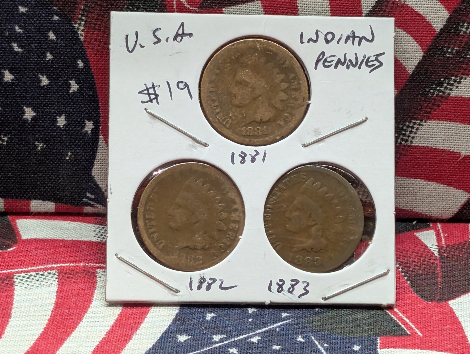 1881, 1882 & 1883 Indian Head Pennies