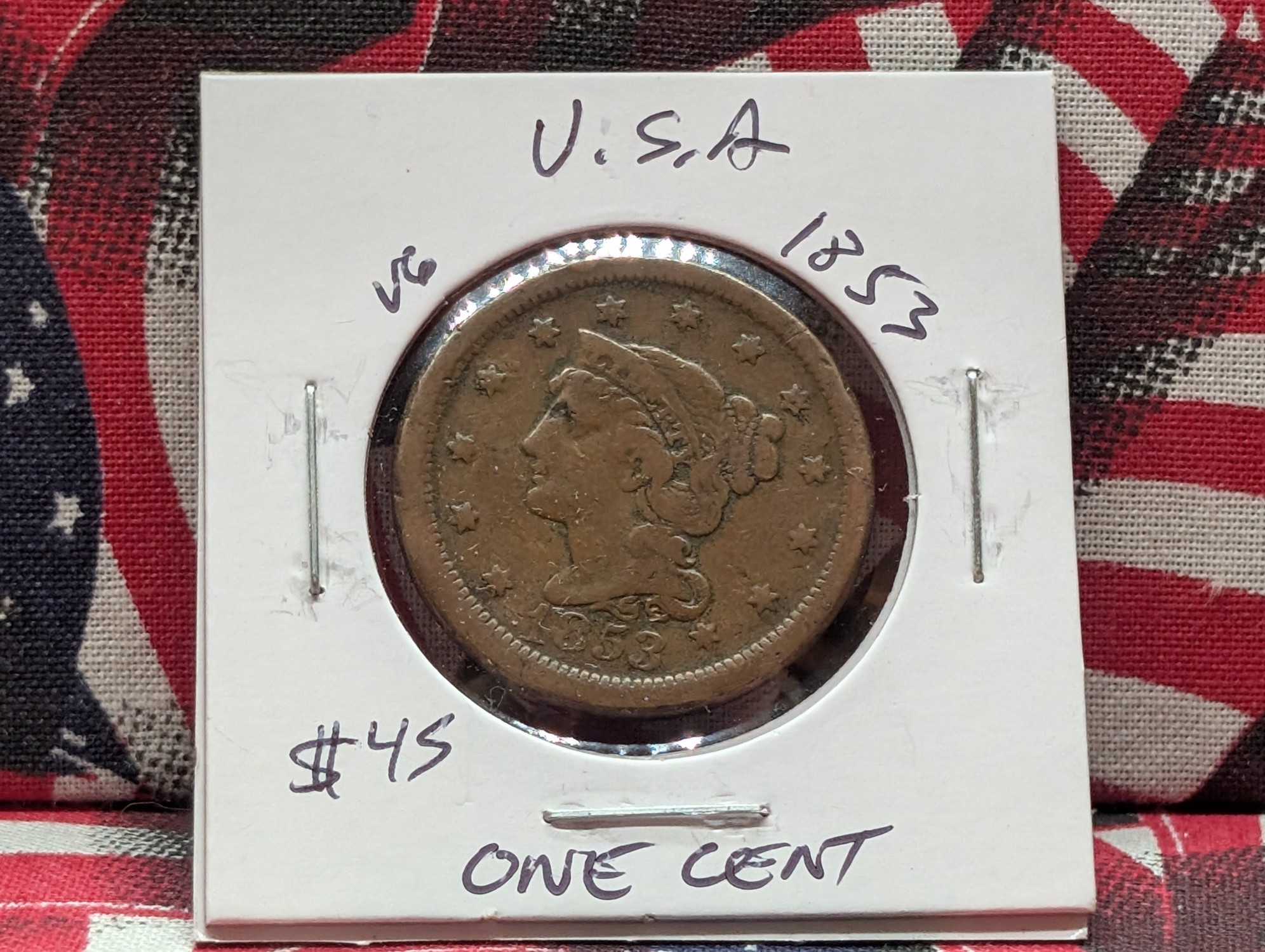 1853 Braided Hair Liberty Head Large Cent - 173 Years Old!