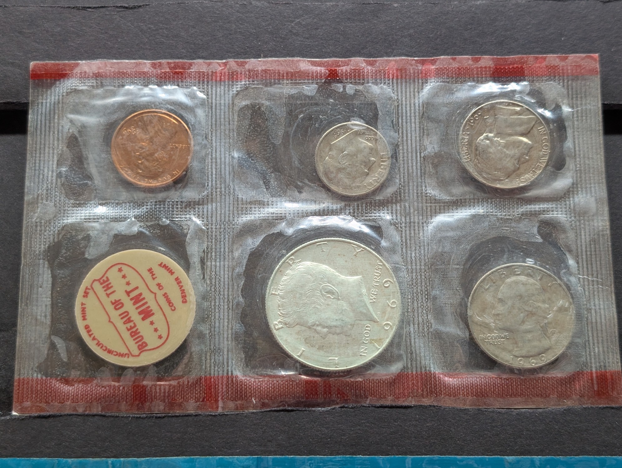 1969 P&D U.S. Mint Uncirculated Set - Includes 1969 40% Silver Kennedy Half Dollar & 1969-S Lincoln Cent