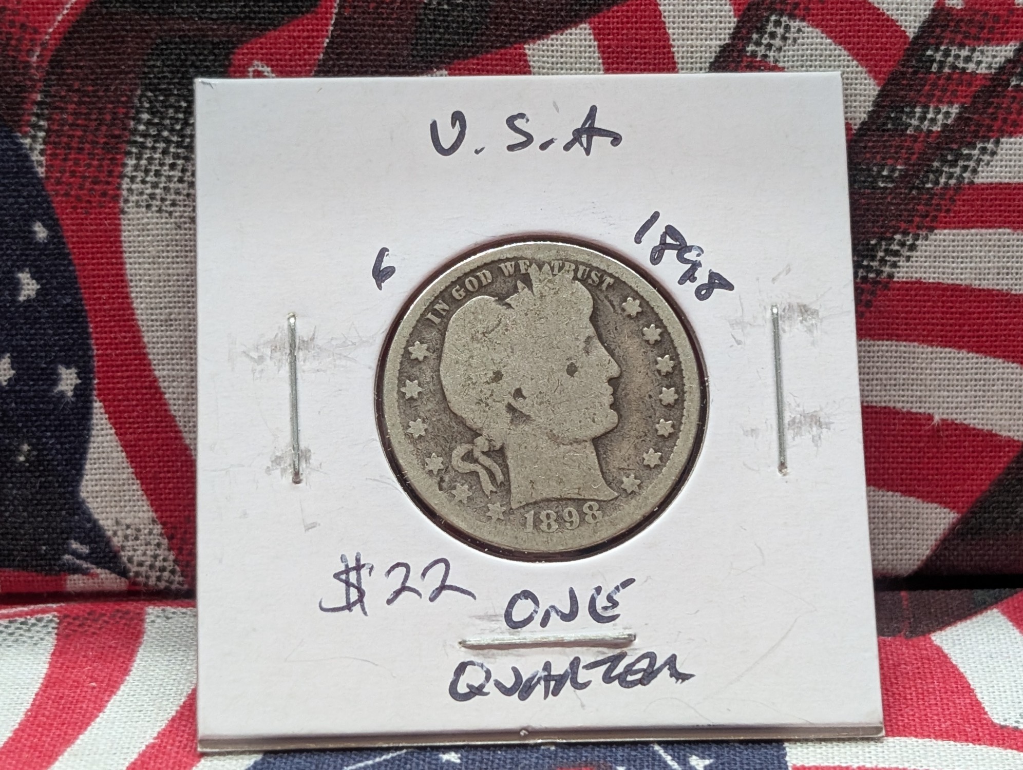1898 90% Silver Barber Quarter