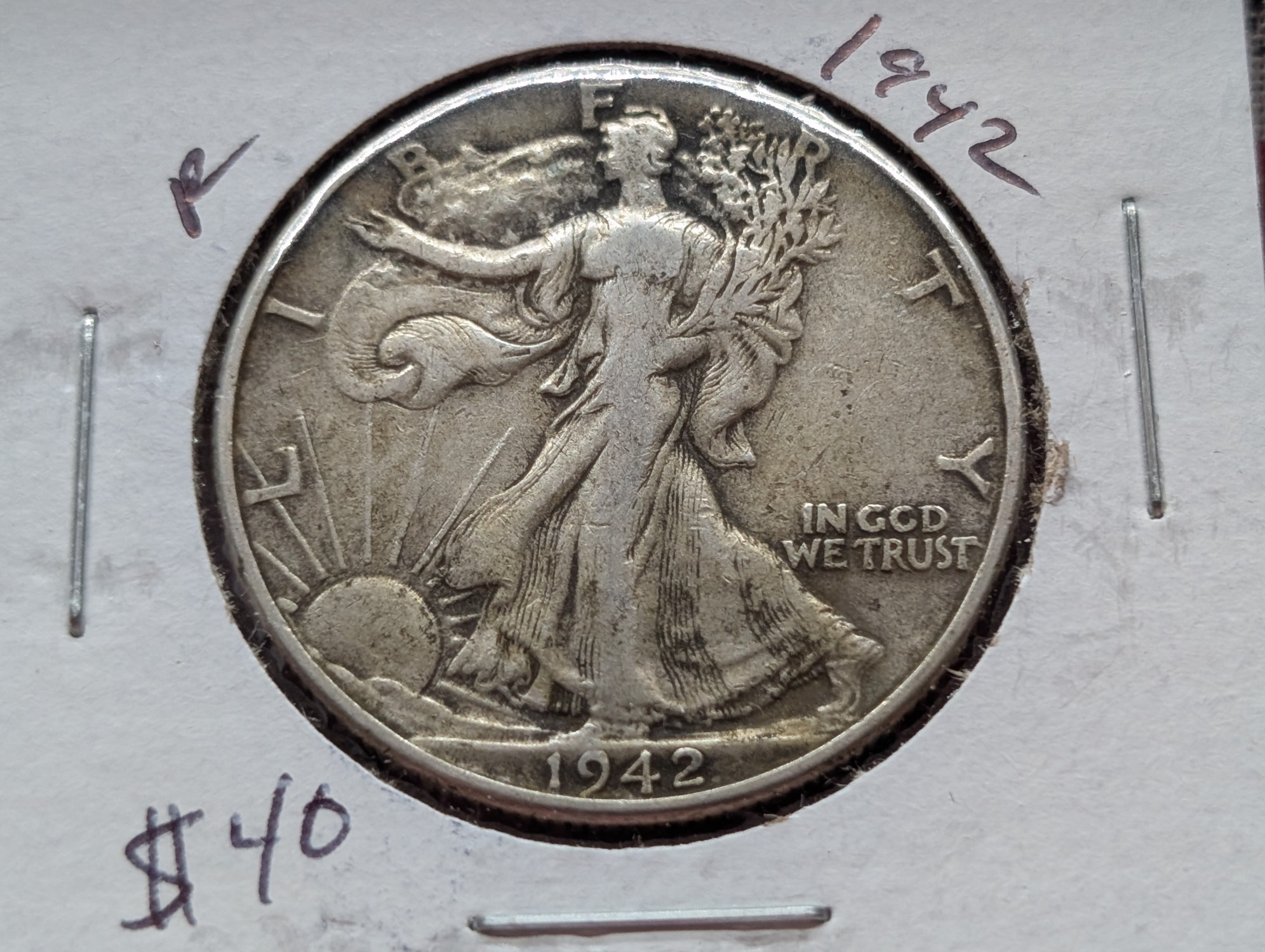 1942-P 90% Silver Walking Liberty Half Dollar