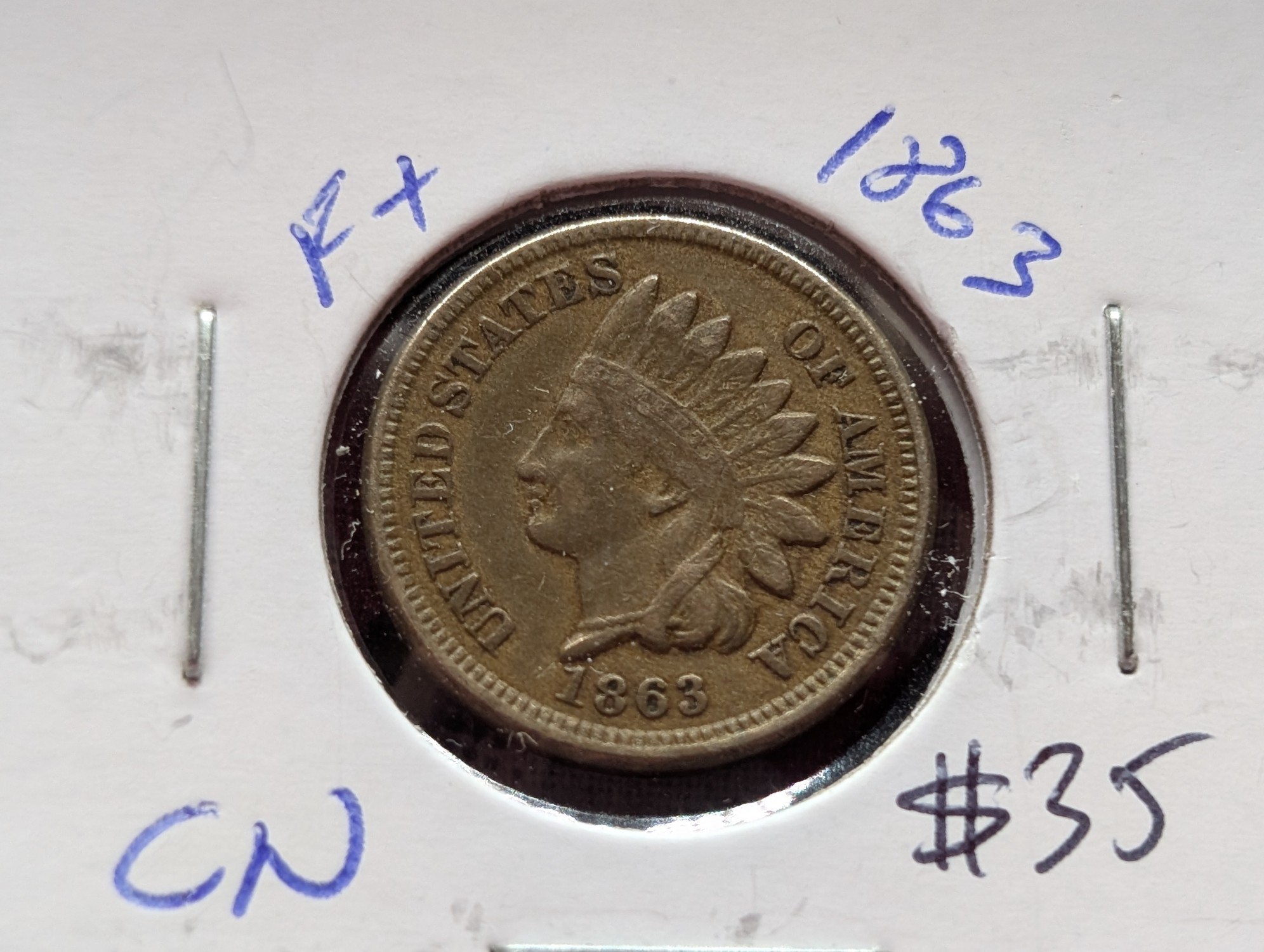 1863 Copper Nickel Indian Head Penny - Full Liberty!