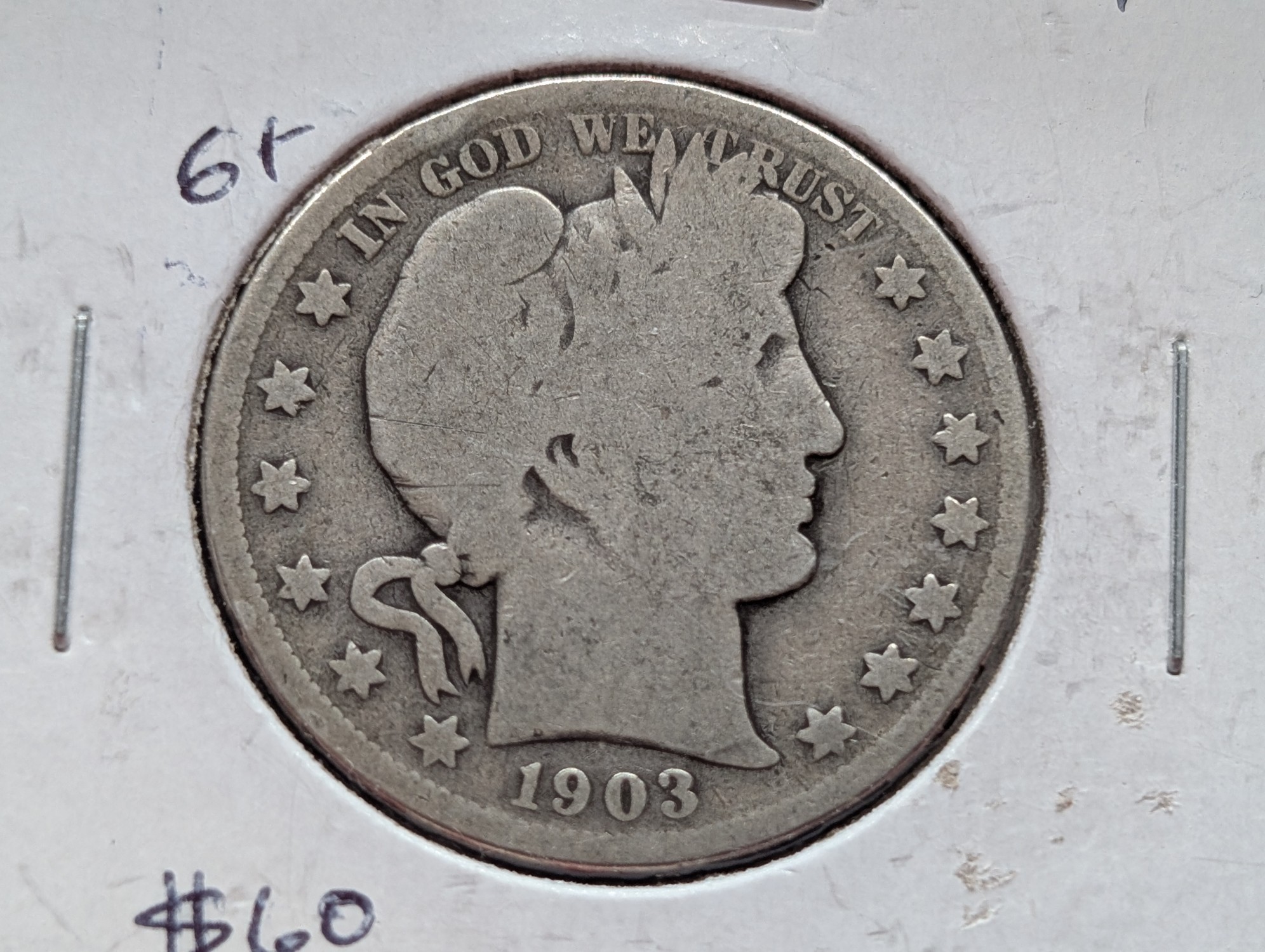 1903-S 90% Silver Barber Half Dollar