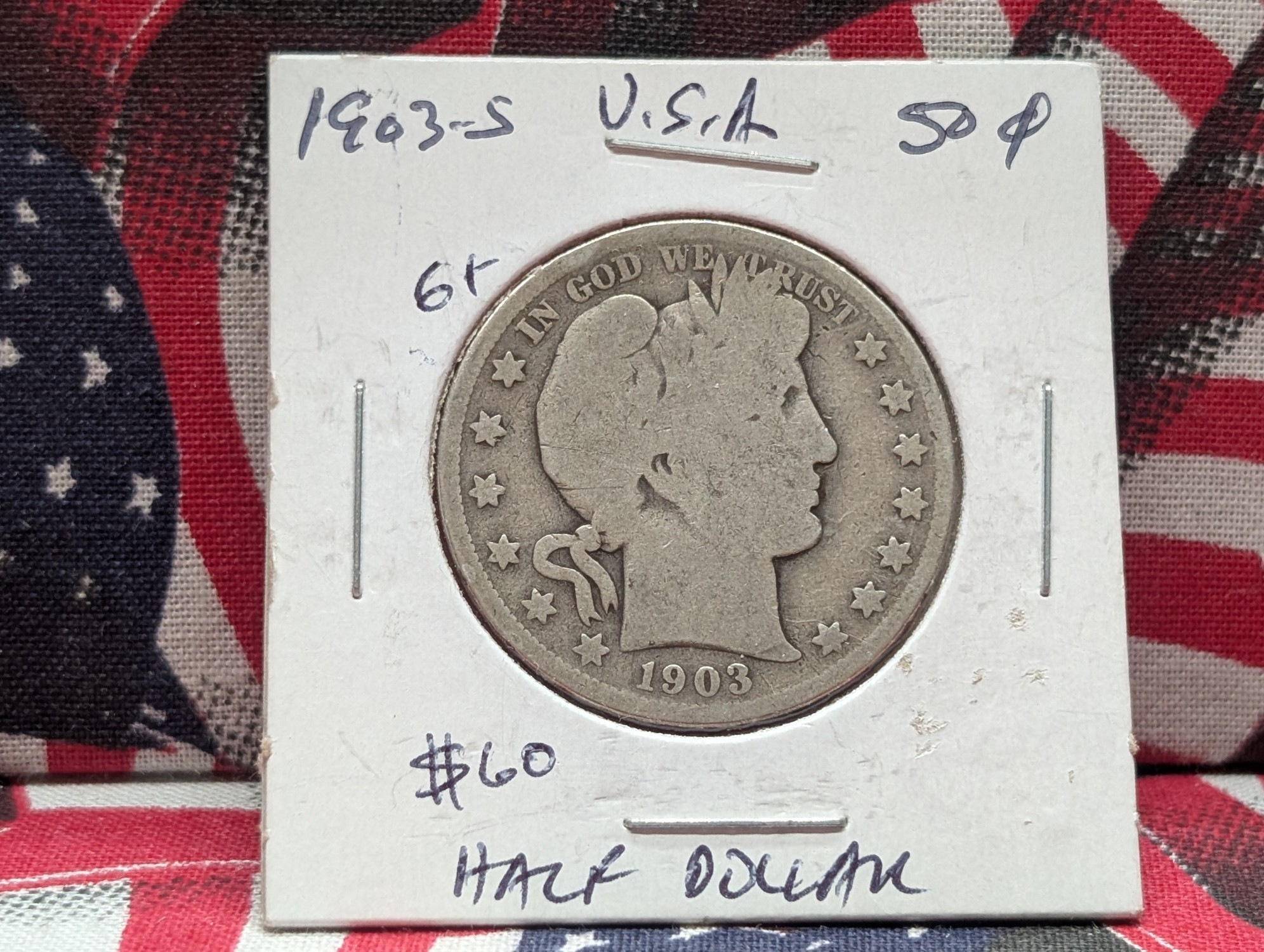 1903-S 90% Silver Barber Half Dollar