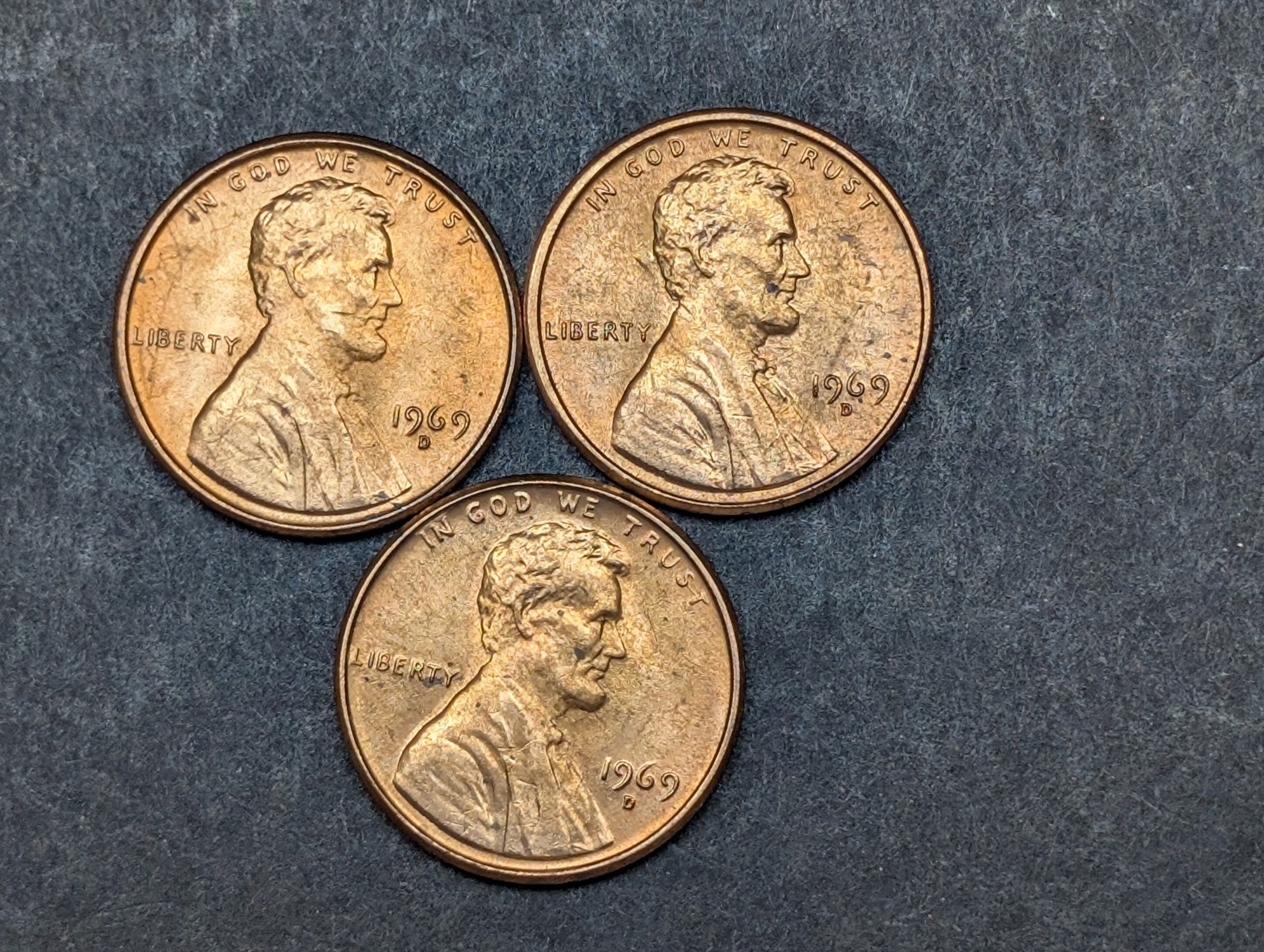 (3) 1969-D Lincoln Memorial Cents - Uncirculated