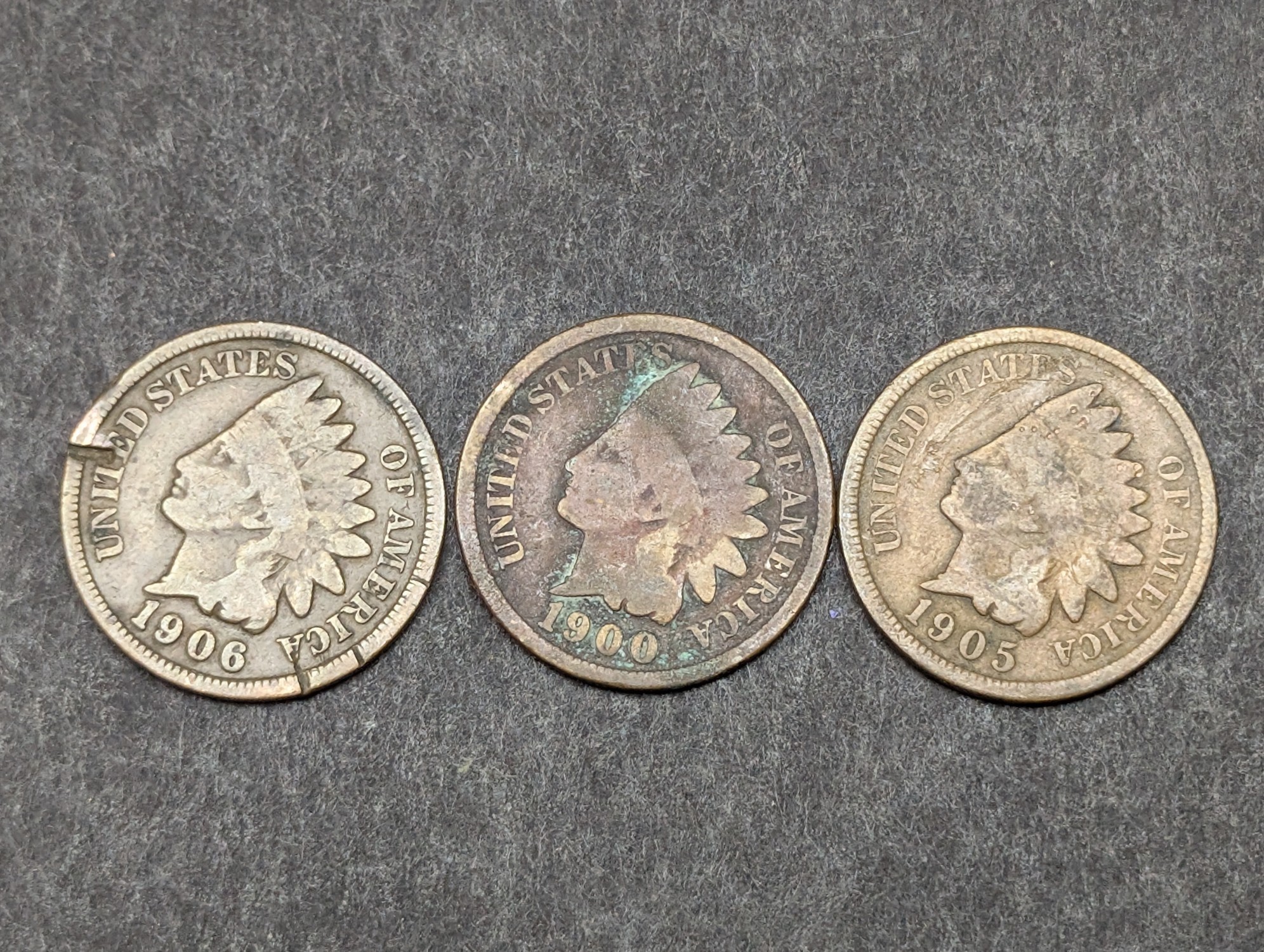 1900, 1902, (3) 1903, (2) 1905, 1906, (2) 1907 Indian Head Cents