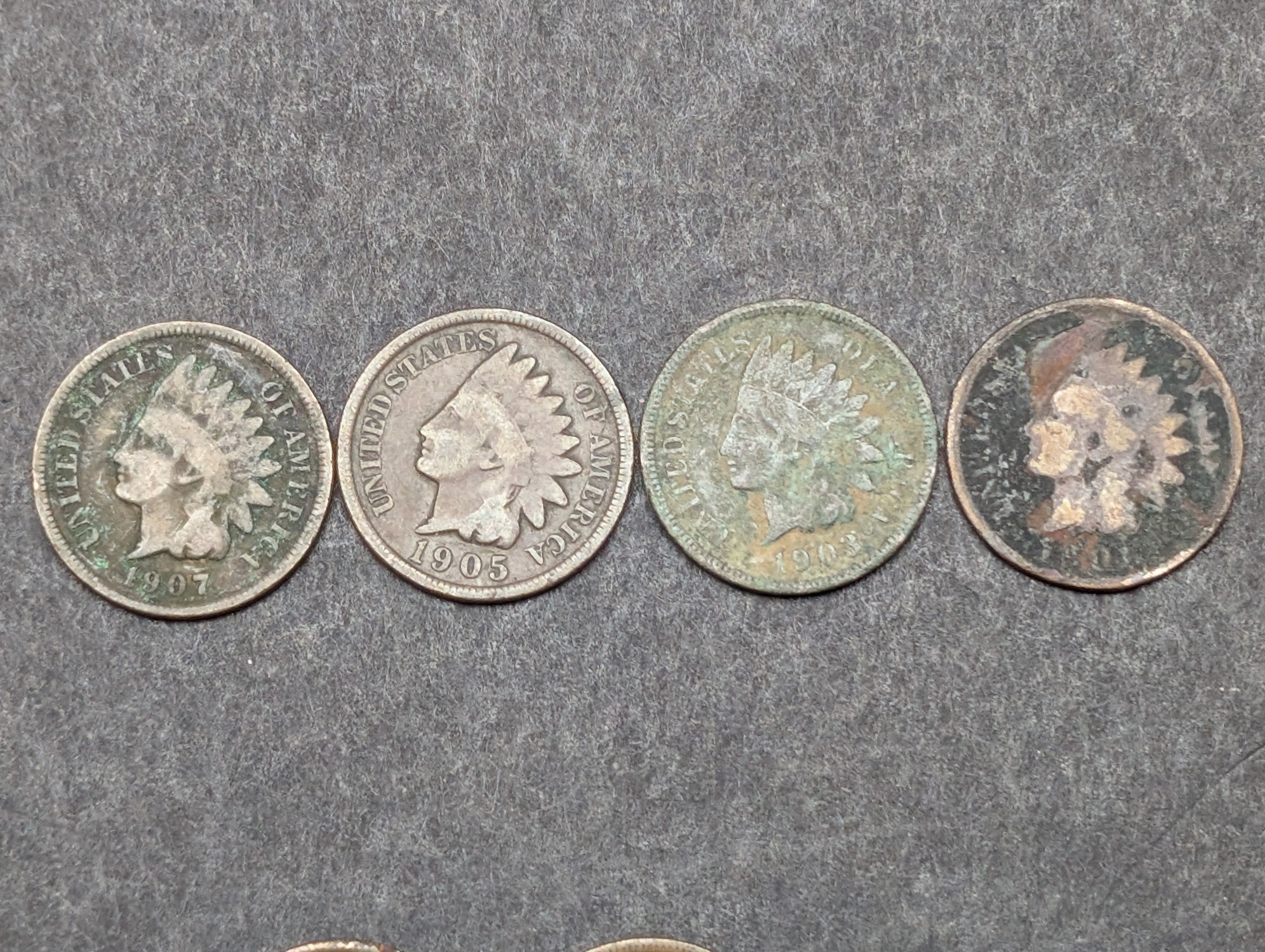 1900, 1902, (3) 1903, (2) 1905, 1906, (2) 1907 Indian Head Cents