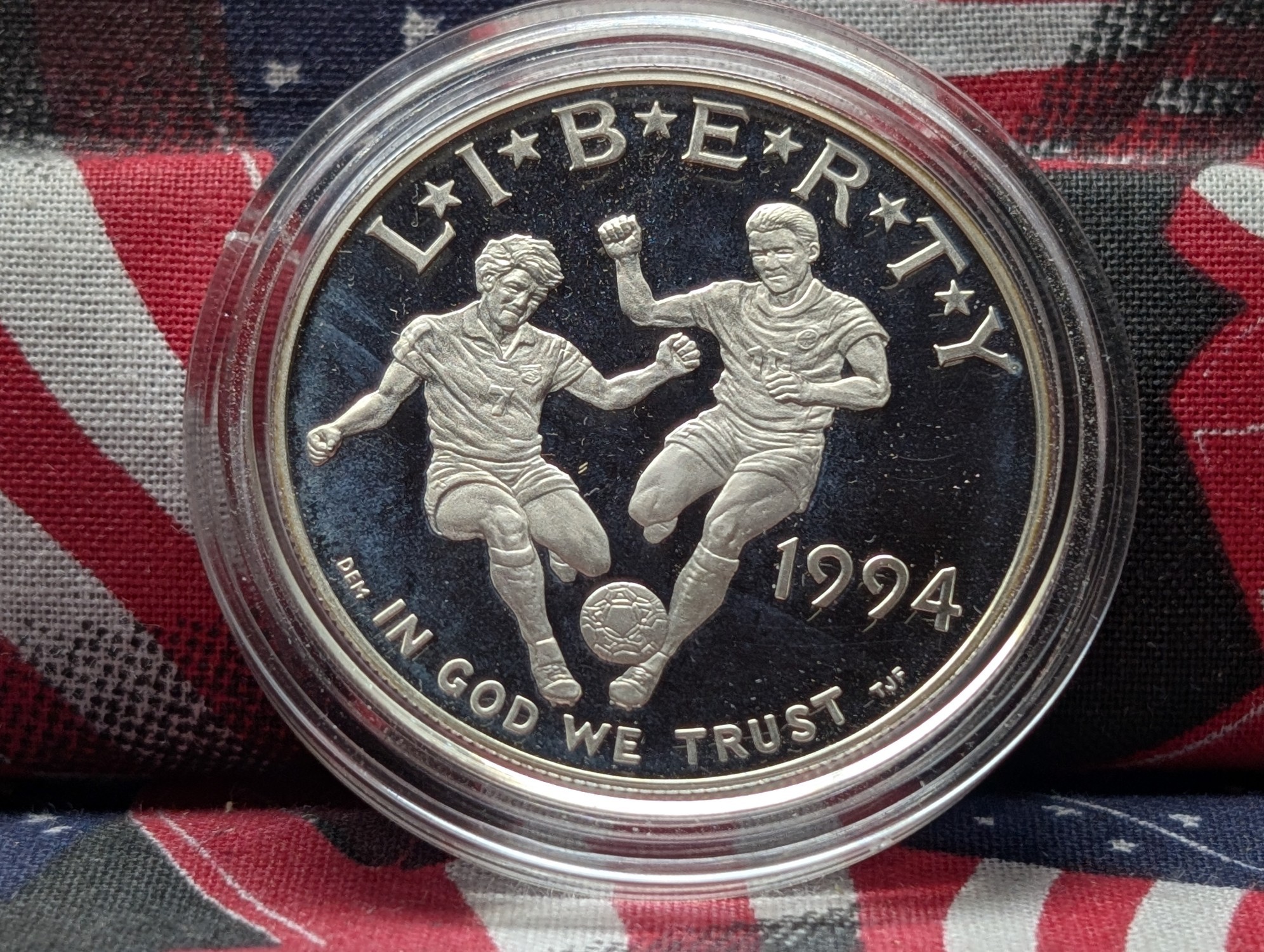 1994-S 90% Silver World Cup Proof Commemorative Coin - In Original Box W/ COA