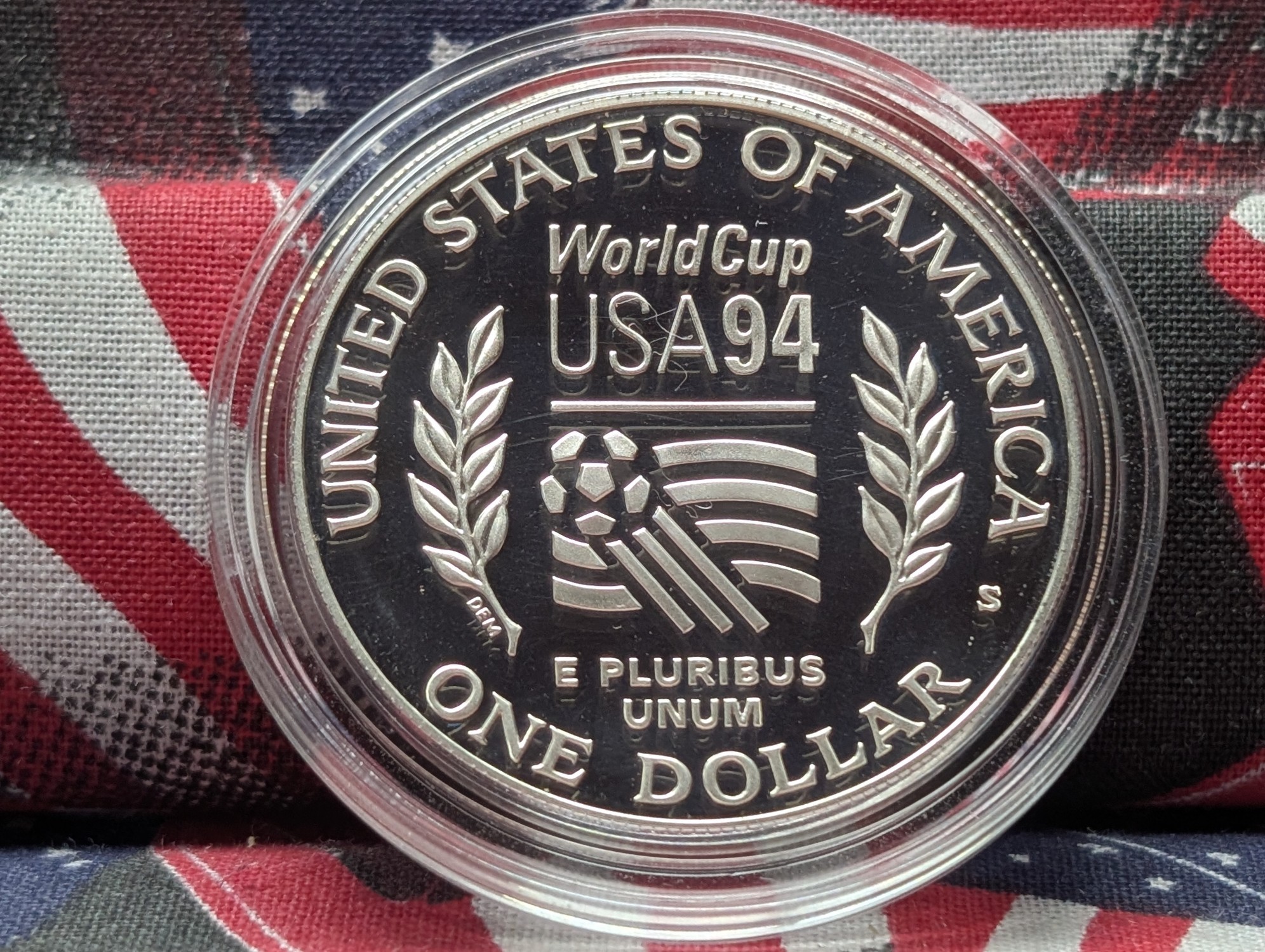 1994-S 90% Silver World Cup Proof Commemorative Coin - In Original Box W/ COA