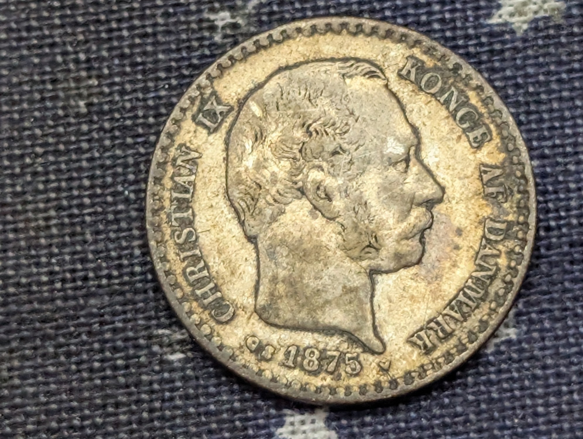 1875 Denmark 10 Ore 40% Silver Foreign Coin