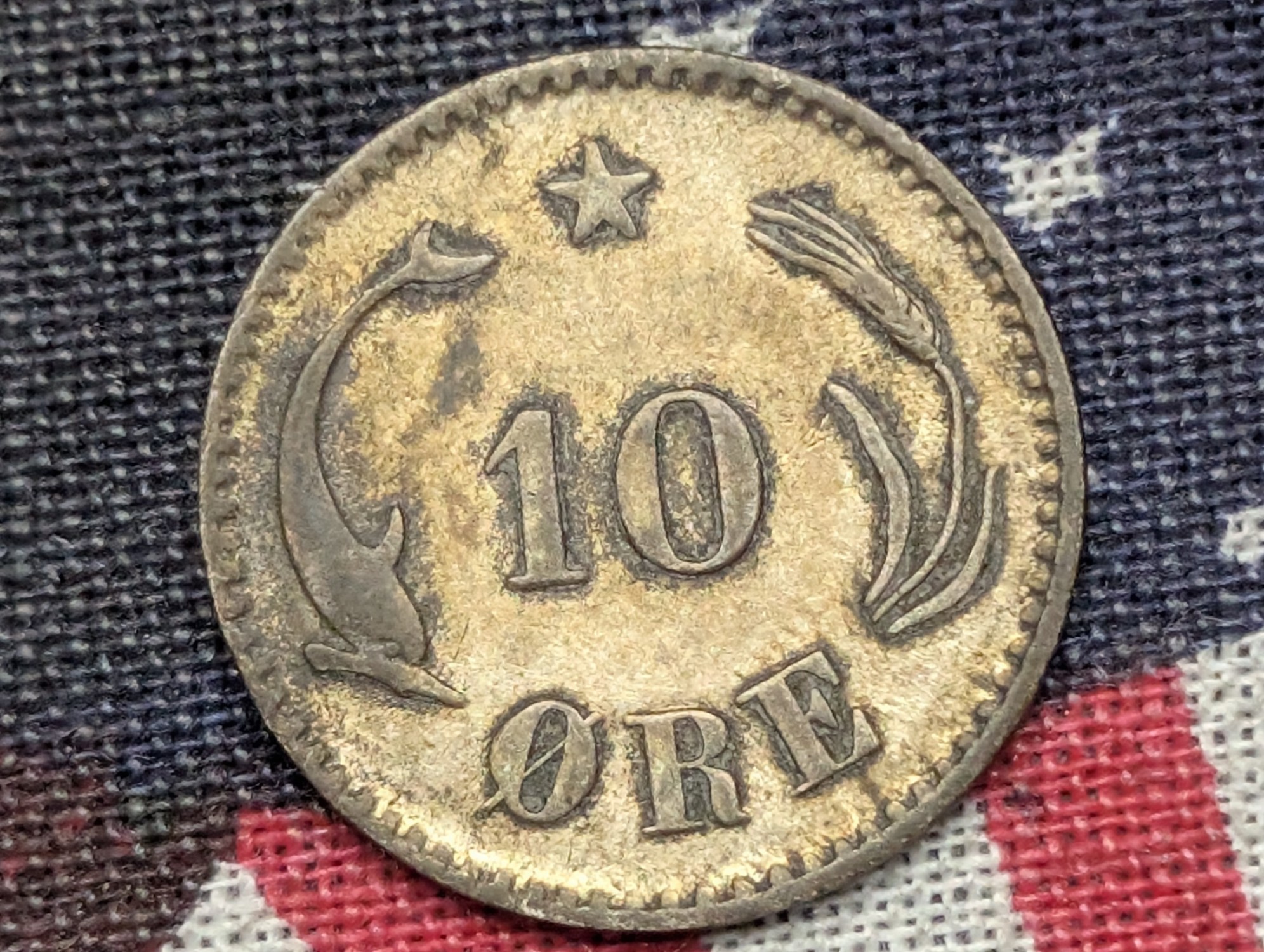 1875 Denmark 10 Ore 40% Silver Foreign Coin