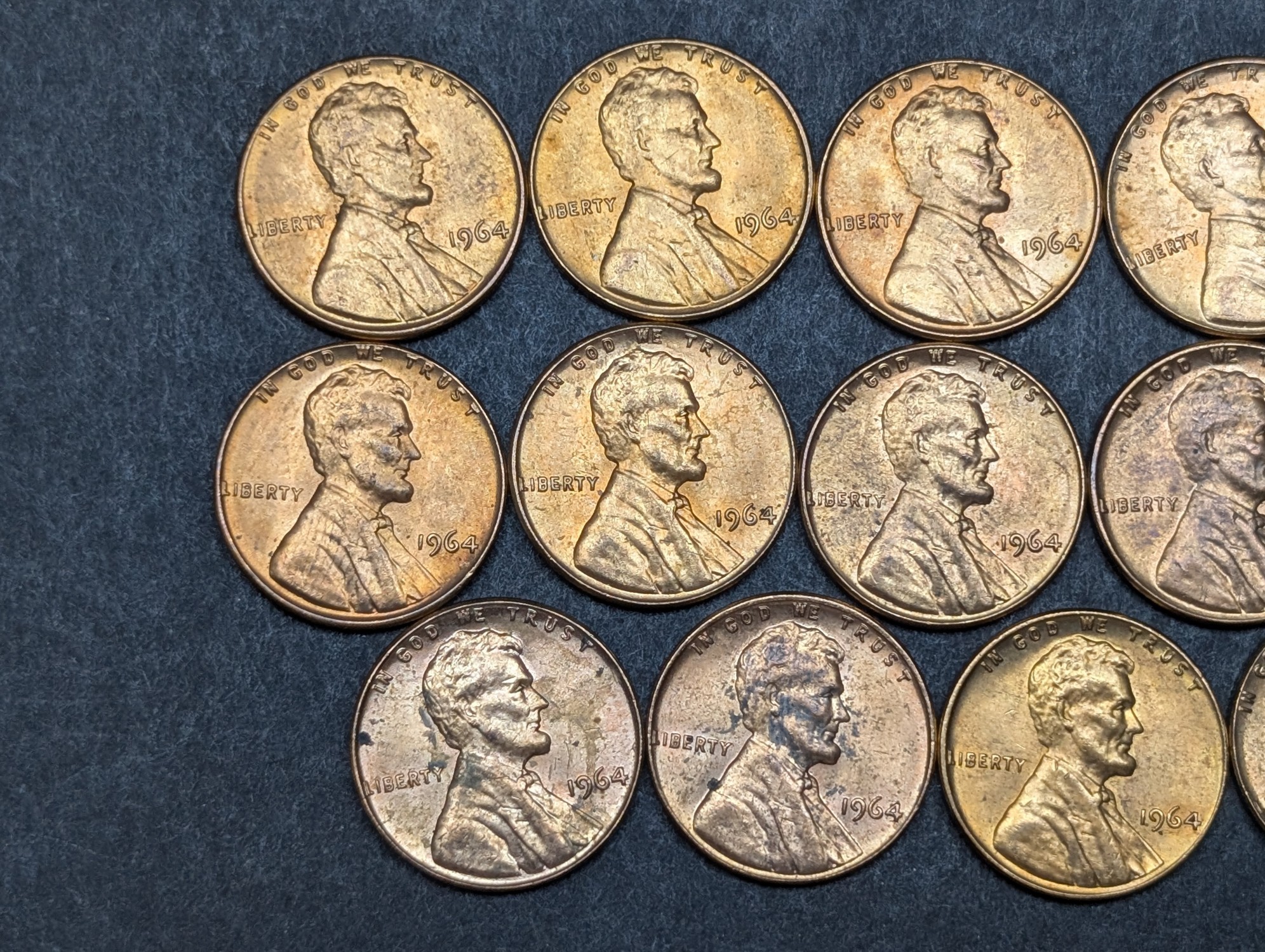 (14) 1964-P Lincoln Memorial Cents - RED / High Grade