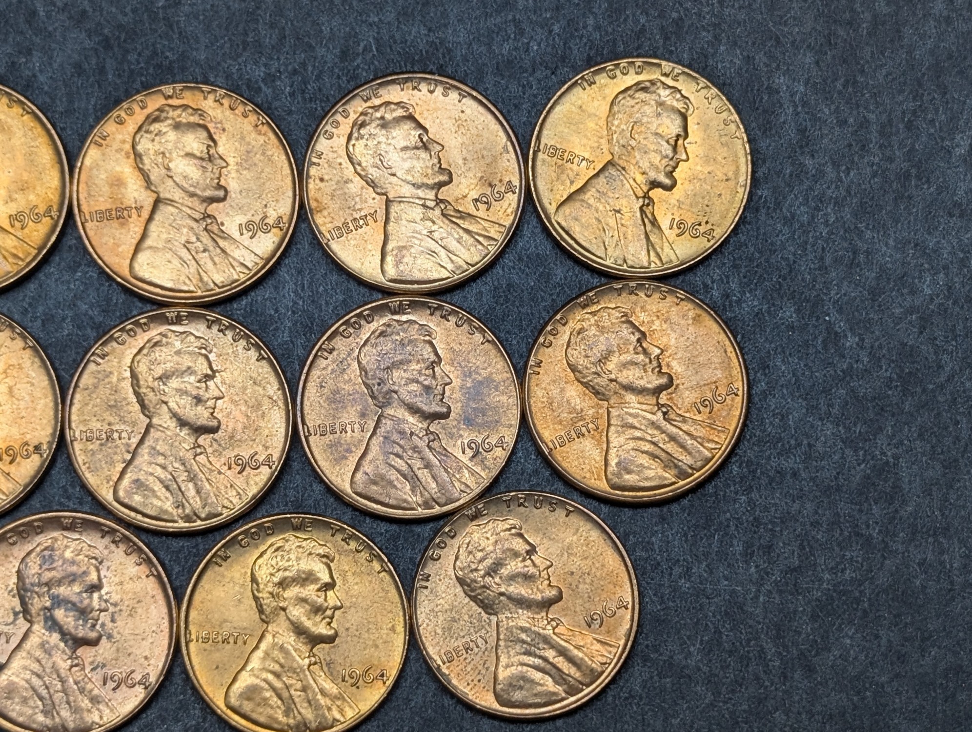 (14) 1964-P Lincoln Memorial Cents - RED / High Grade