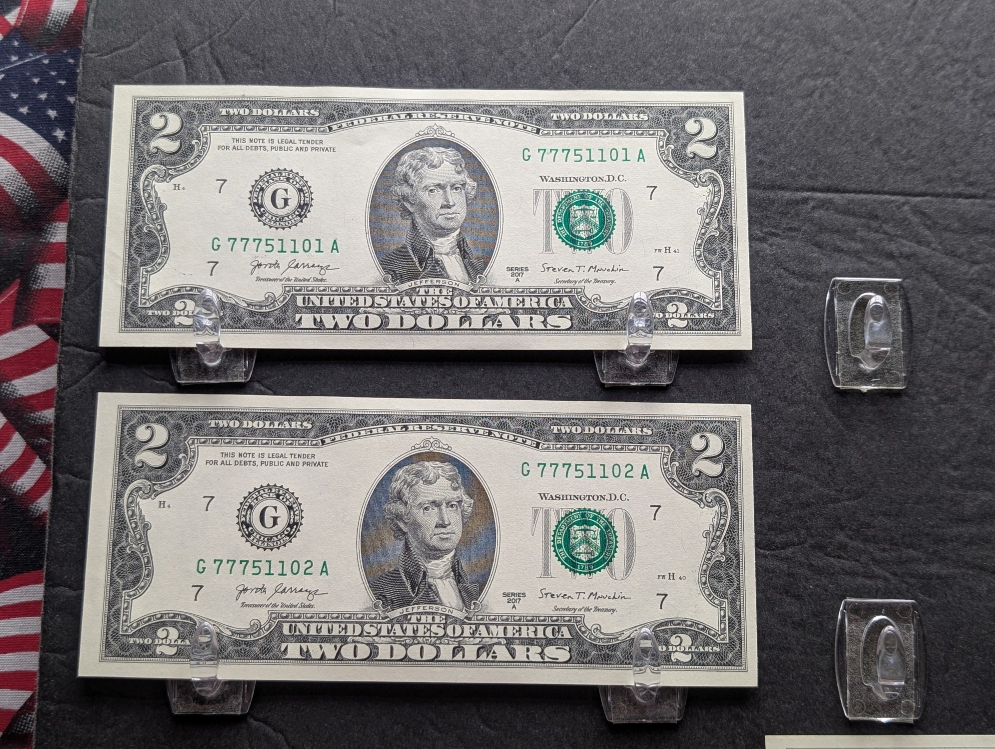 (10) 2017 A Series $2 Bills W/ Consecutive Serial Numbers - LUCKY SEVENS