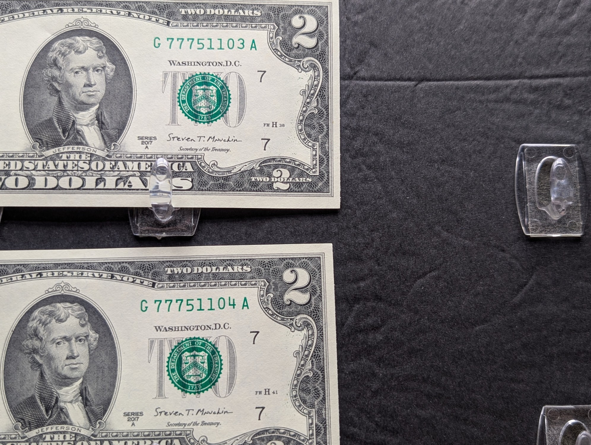 (10) 2017 A Series $2 Bills W/ Consecutive Serial Numbers - LUCKY SEVENS