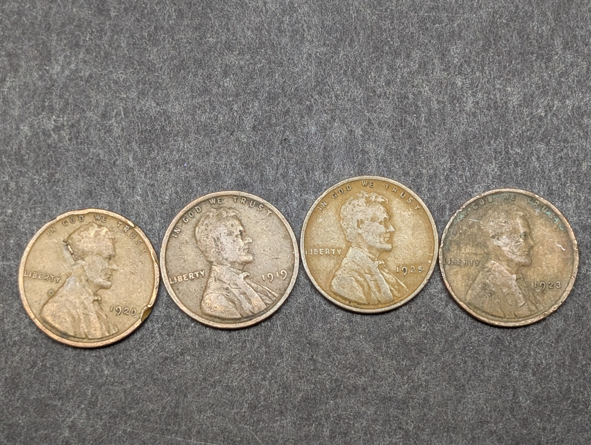 1911, 1916-S, 1919, 1920, 1923, 1925, & 1929-D Lincoln Wheat Cents