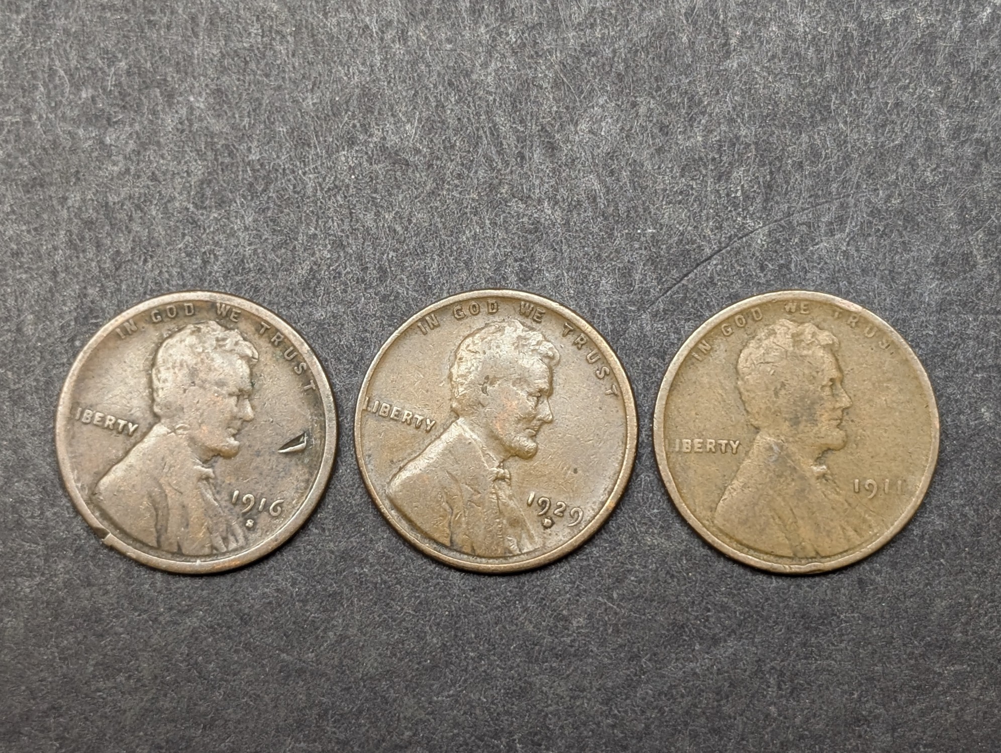 1911, 1916-S, 1919, 1920, 1923, 1925, & 1929-D Lincoln Wheat Cents