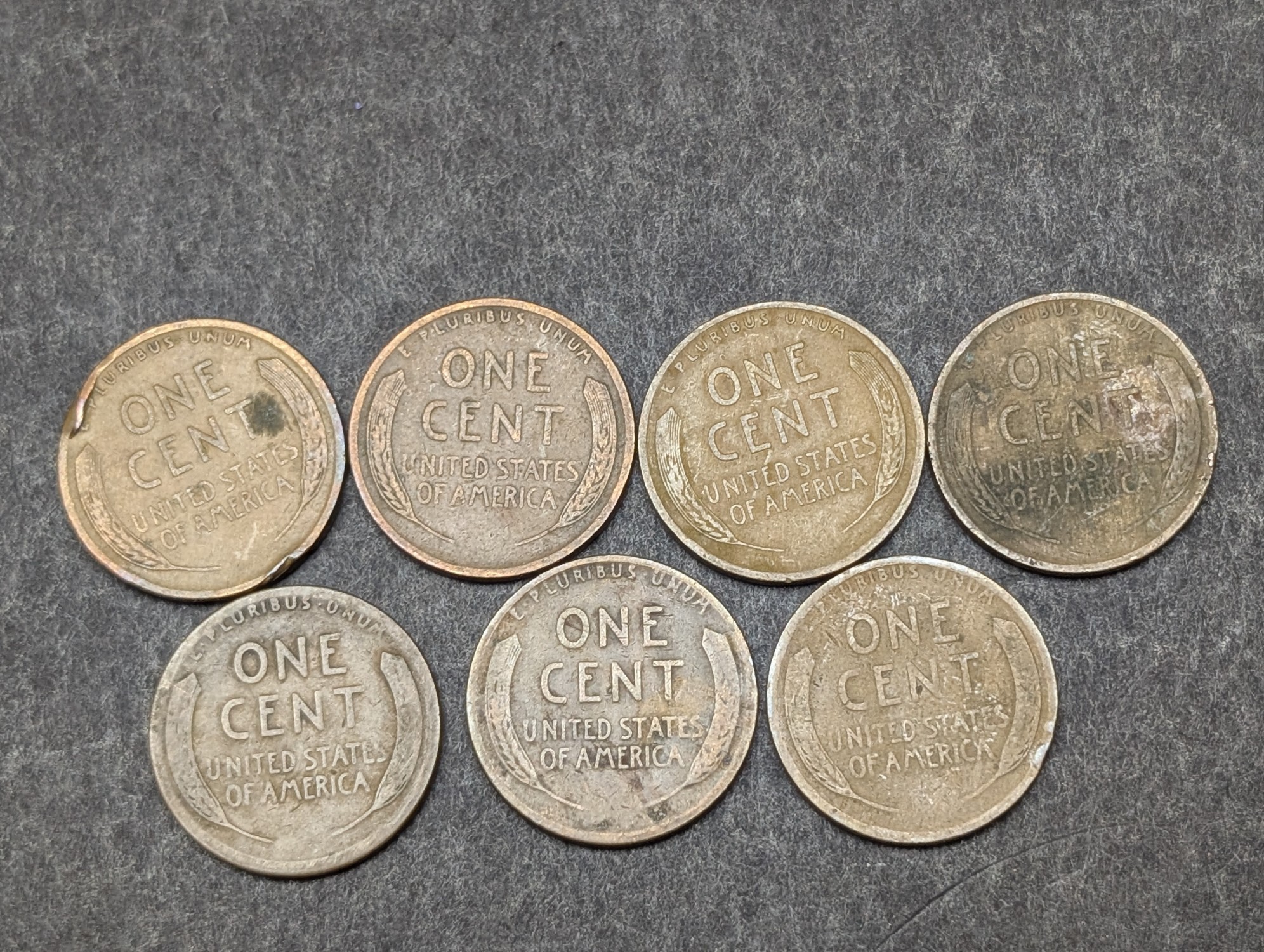 1911, 1916-S, 1919, 1920, 1923, 1925, & 1929-D Lincoln Wheat Cents